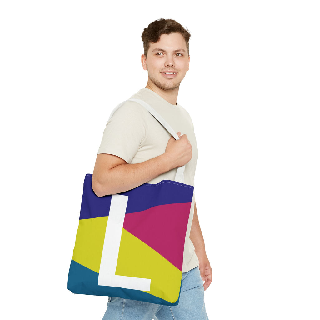 Monogram 'L' Colorblock Tote Bag — Personalized Initial L Shoulder Tote