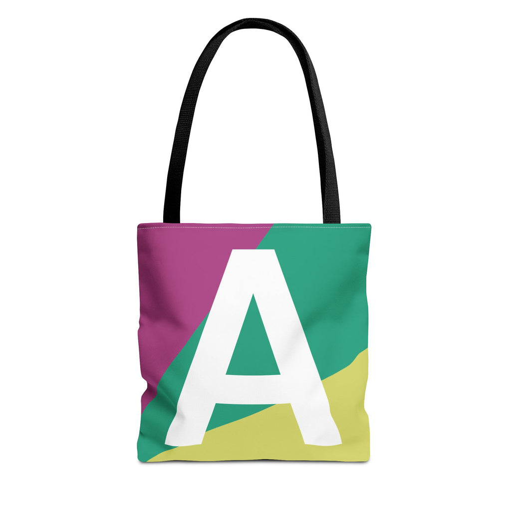 Monogram 'A' Colorblock Tote Bag — Personalized Initial A Shoulder Tote