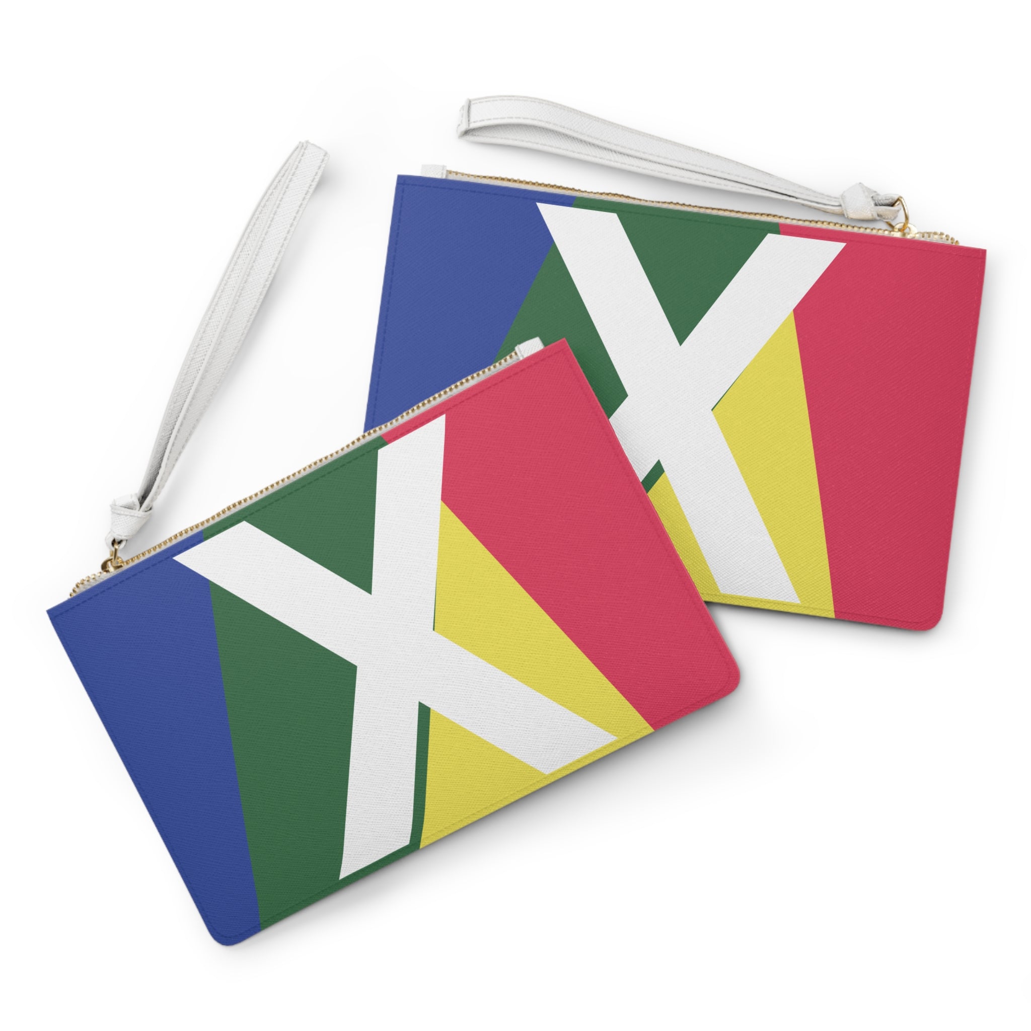 Monogram 'X' Colorblock Clutch Bag — Bold Geometric Wristlet for Everyday & Gifts