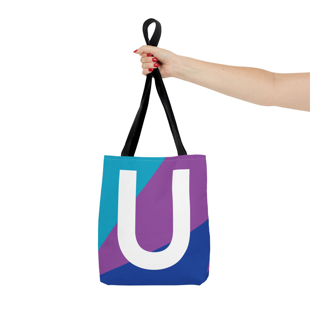 Monogram 'U' Colorblock Tote Bag — Personalized Initial U Shoulder Tote