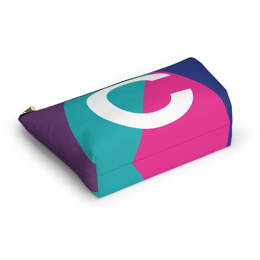 Initials Colorblock Accessory Pouch — Monogram C T-Bottom Cosmetic Bag