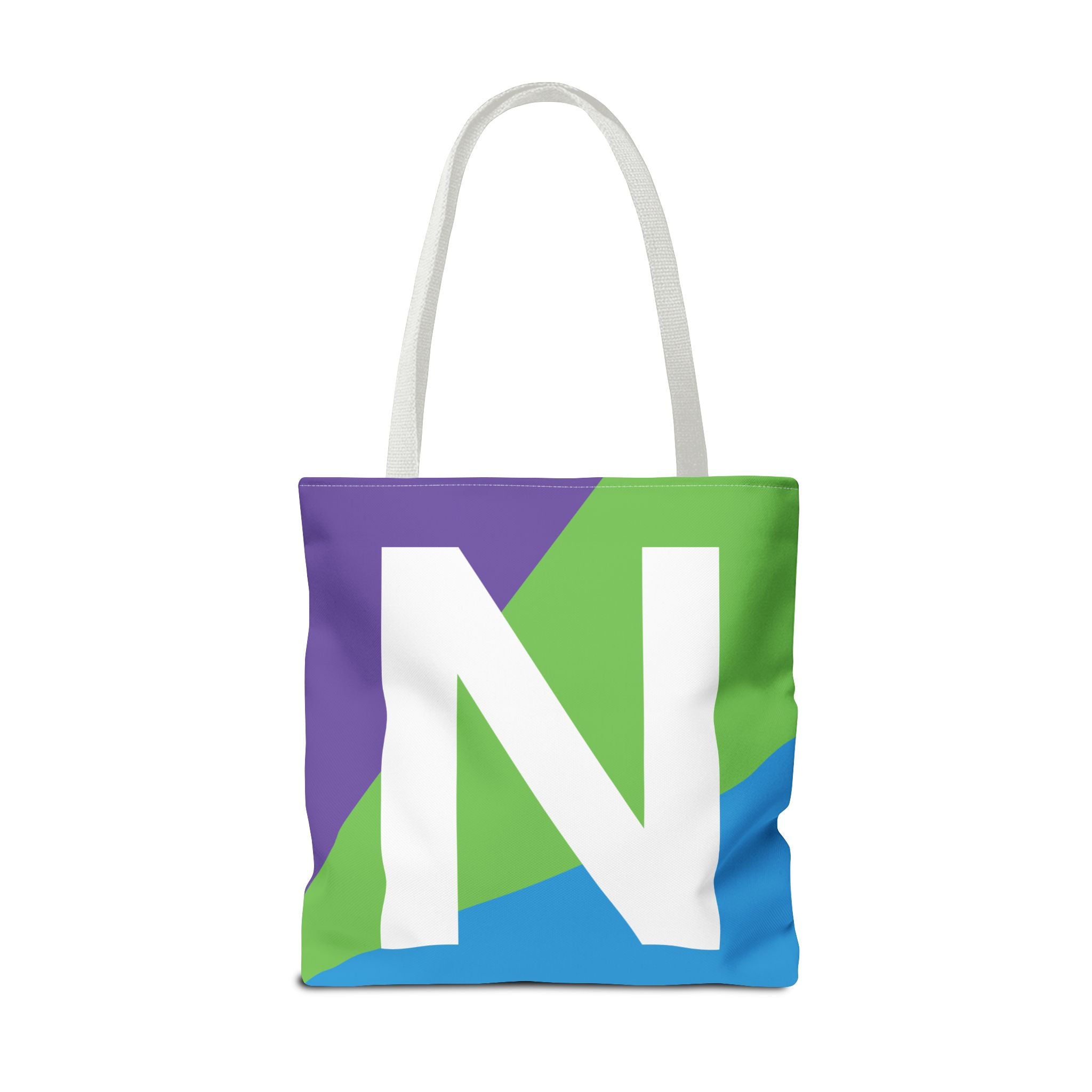 Monogram 'N' Colorblock Tote Bag — Personalized Initial N Shoulder Tote