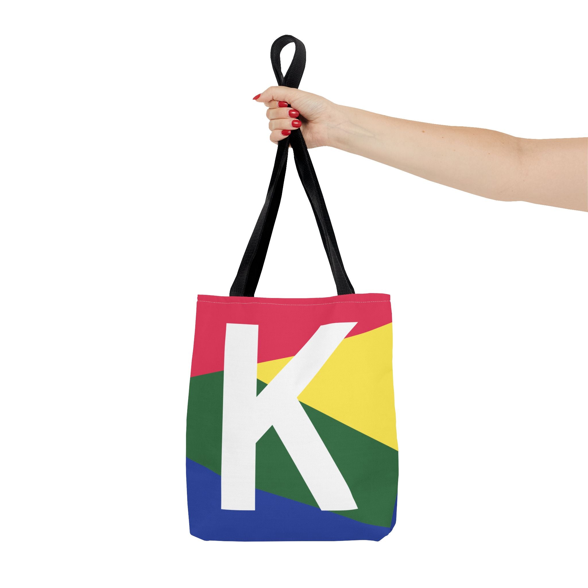 Monogram 'K' Colorblock Tote Bag — Personalized Initial K Shoulder Tote