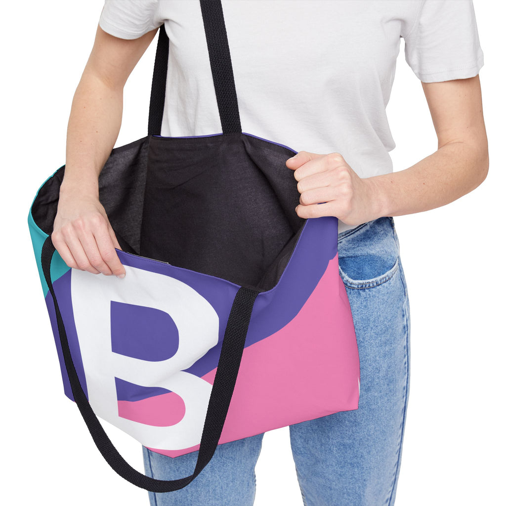 Personalized 'B' Colorblock Tote Bag — Monogram Weekender Tote
