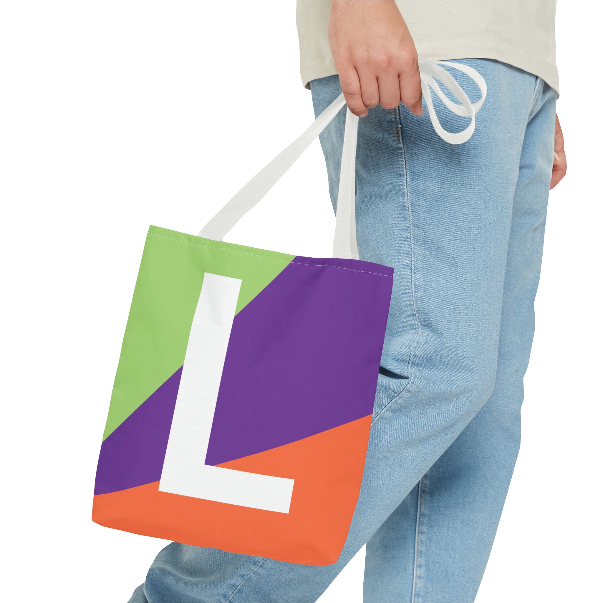 Monogram 'L' Colorblock Tote Bag — Personalized Initial L Shoulder Tote