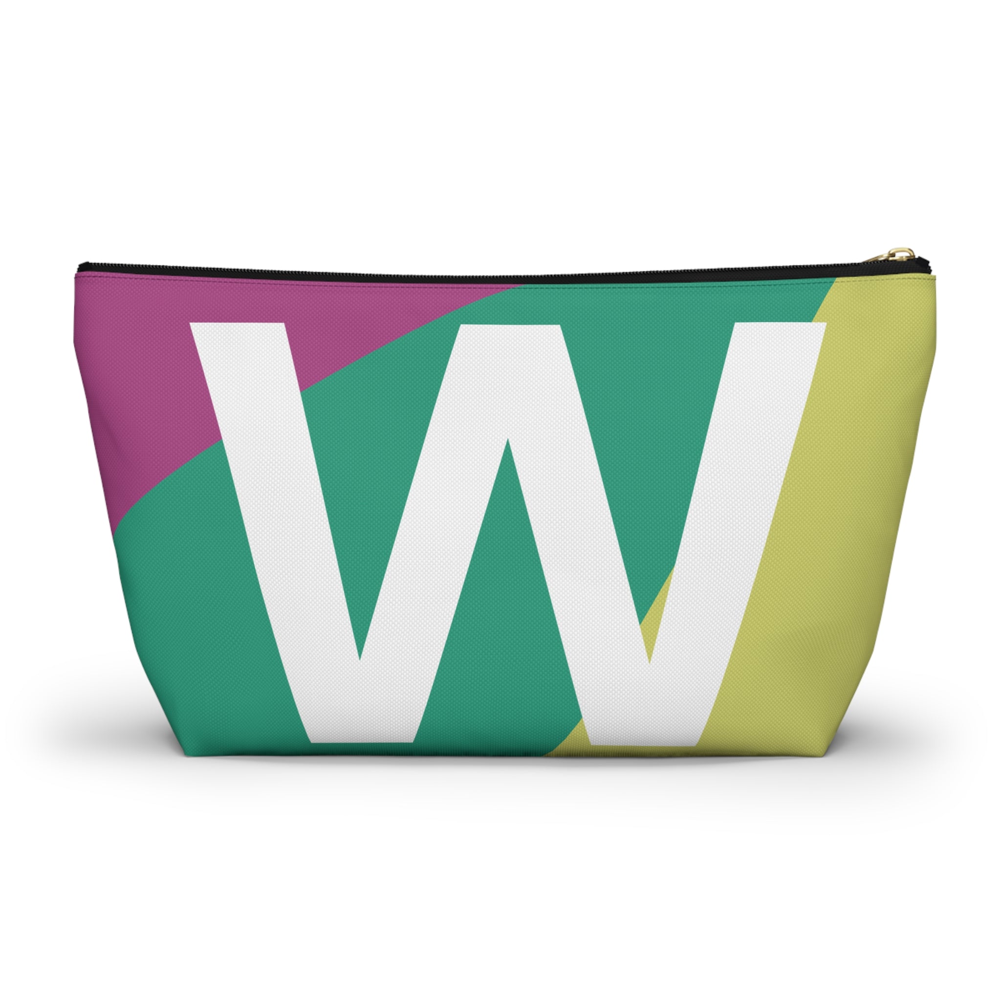 Initials Colorblock Accessory Pouch — Monogram W T-Bottom Cosmetic Bag