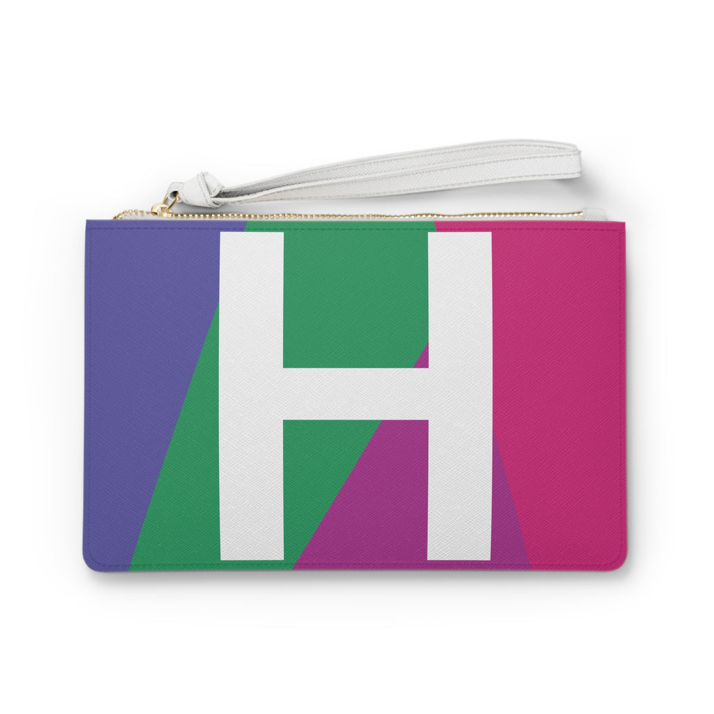 Monogram 'H' Colorblock Clutch Bag — Bold Geometric Wristlet for Everyday & Gifts