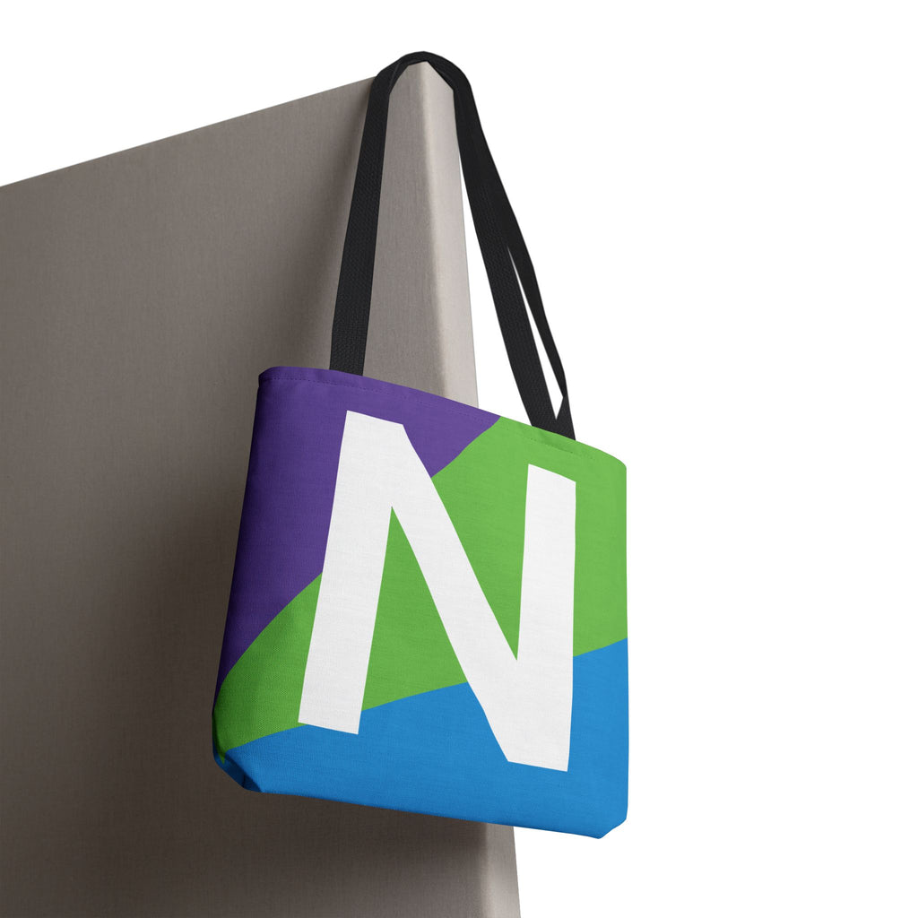Monogram 'N' Colorblock Tote Bag — Personalized Initial N Shoulder Tote