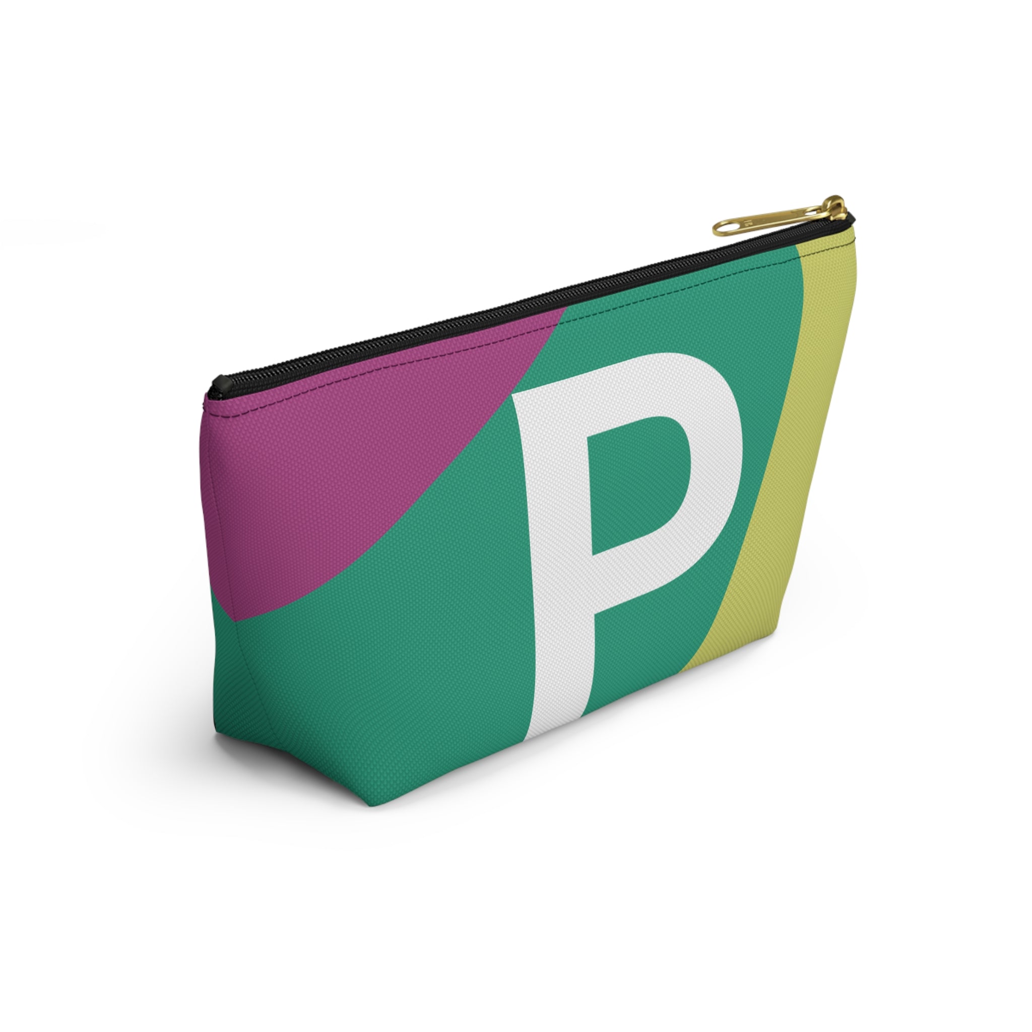 Initials Colorblock Accessory Pouch — Monogram P T-Bottom Cosmetic Bag