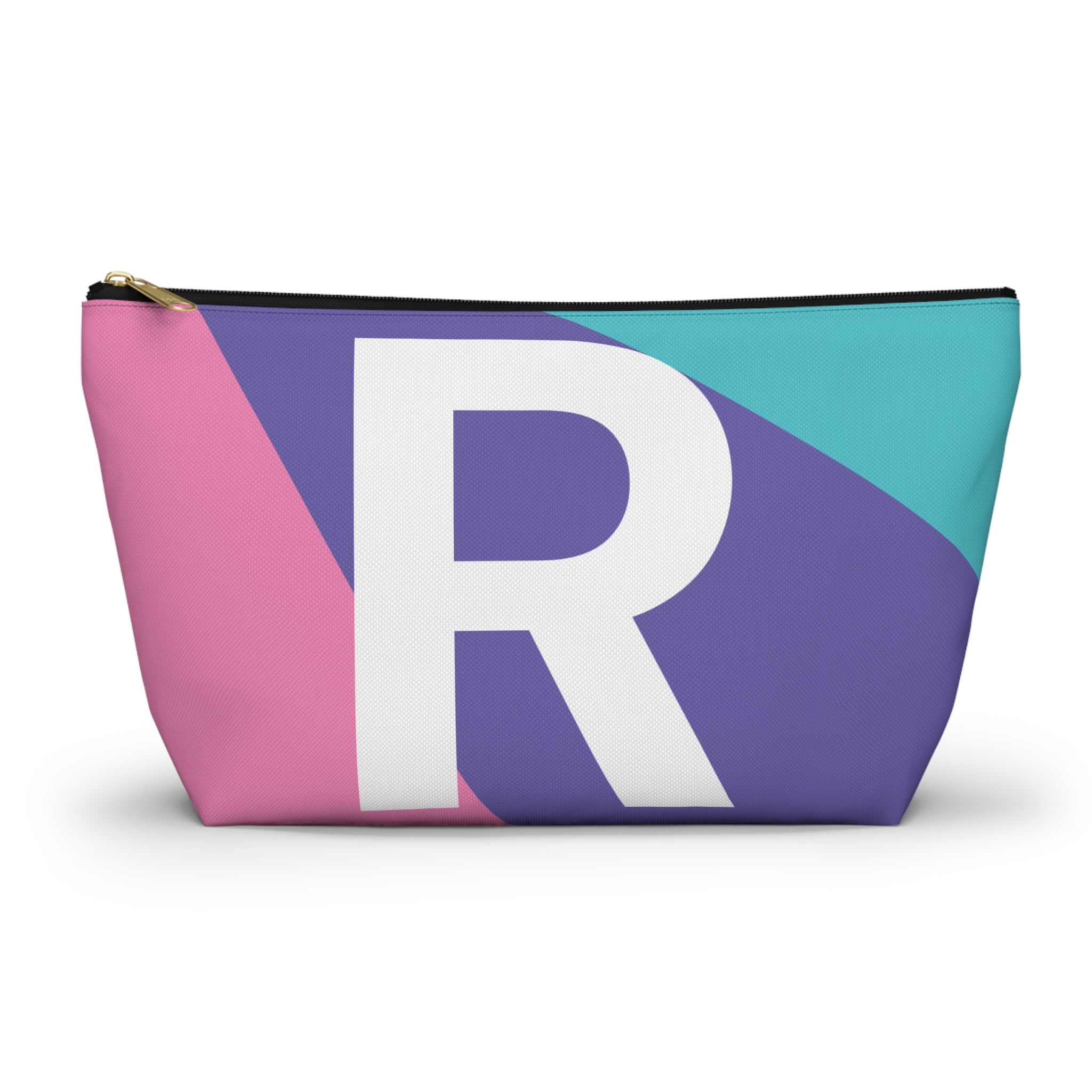 Initials Colorblock Accessory Pouch — Monogram R T-Bottom Cosmetic Bag