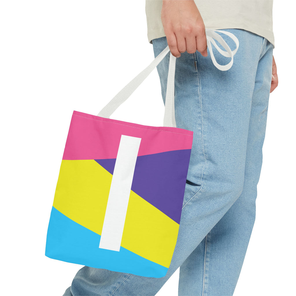 Monogram 'I' Colorblock Tote Bag — Personalized Initial I Shoulder Tote