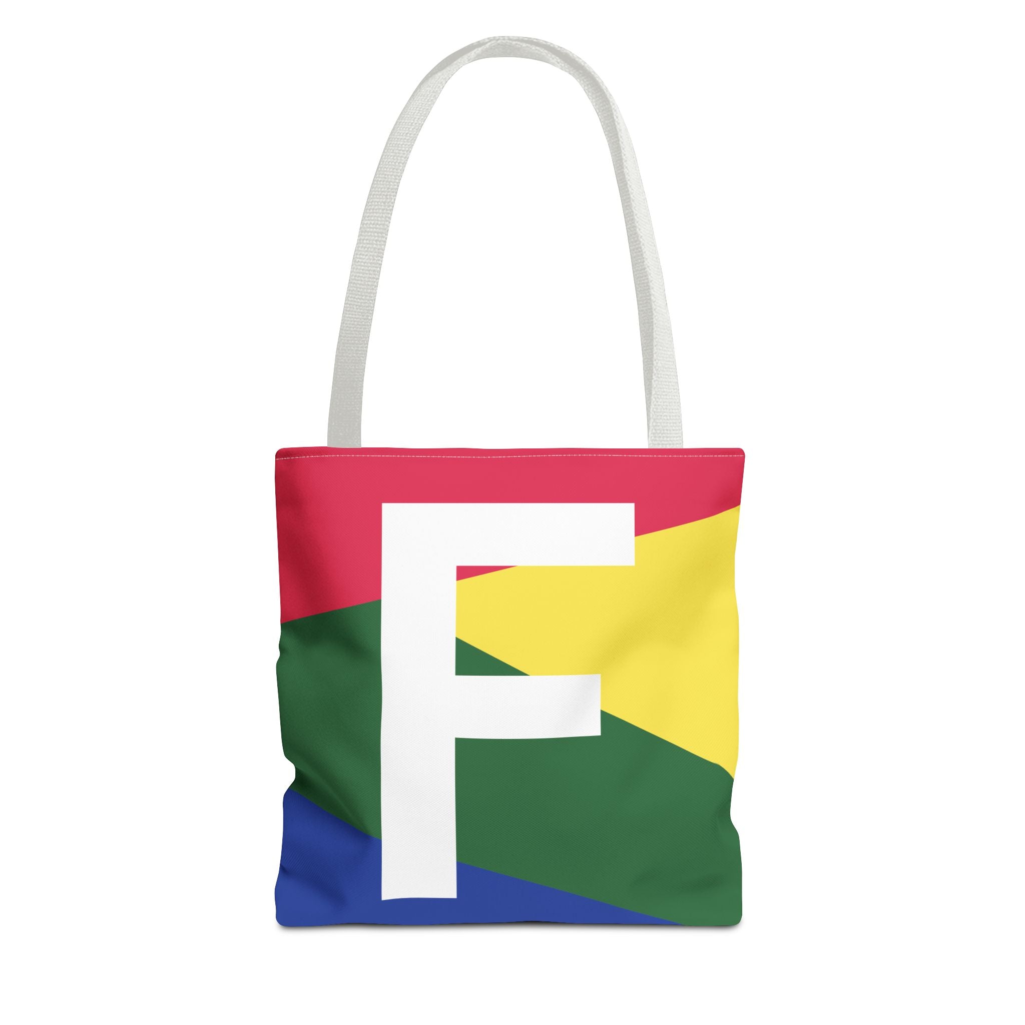 Monogram 'F' Colorblock Tote Bag — Personalized Initial F Shoulder Tote