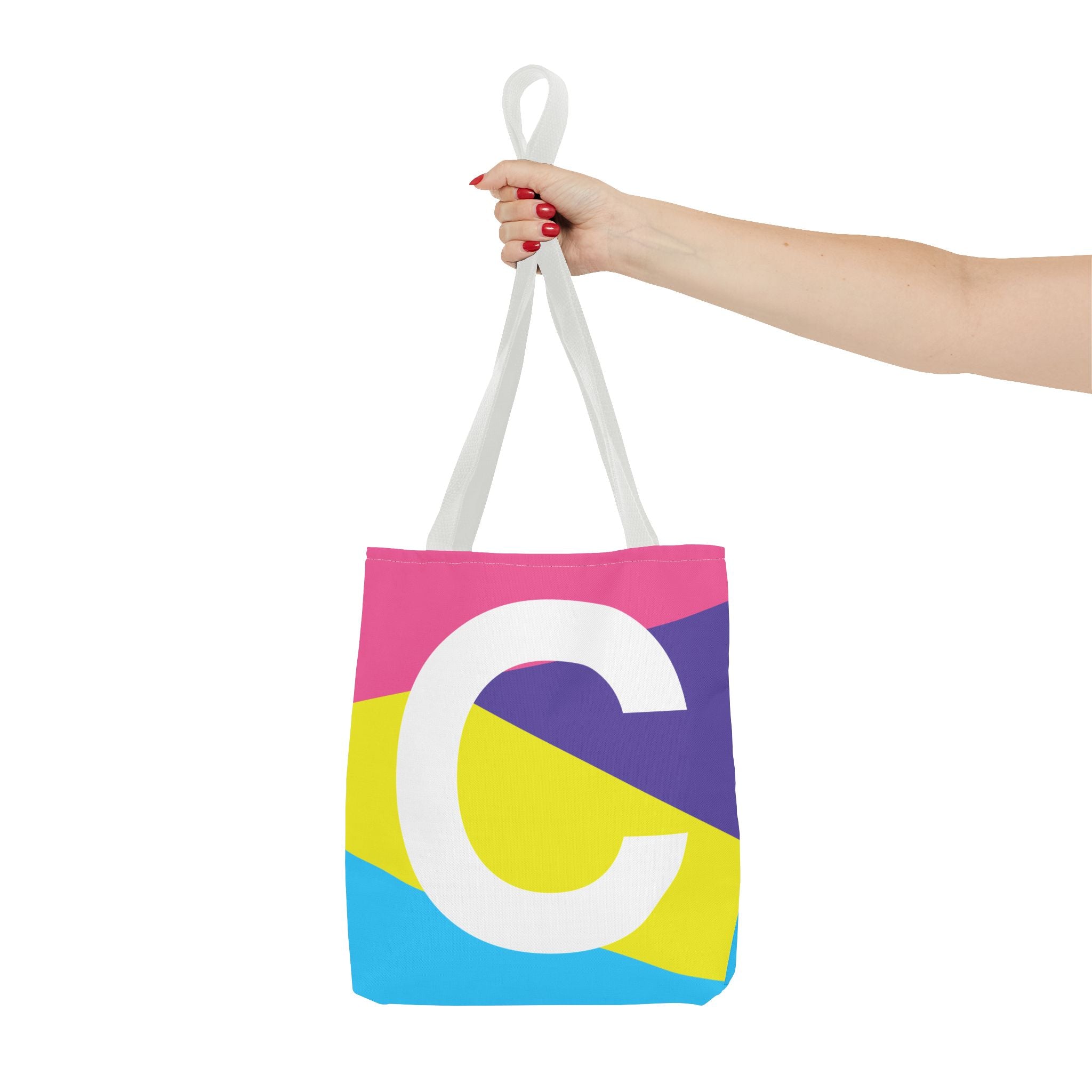 Monogram 'C' Colorblock Tote Bag — Personalized Initial C Shoulder Tote