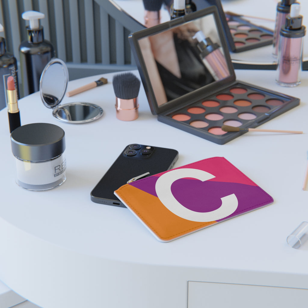 Initial C Mini Clutch — Colorblock Monogram Wristlet Wallet