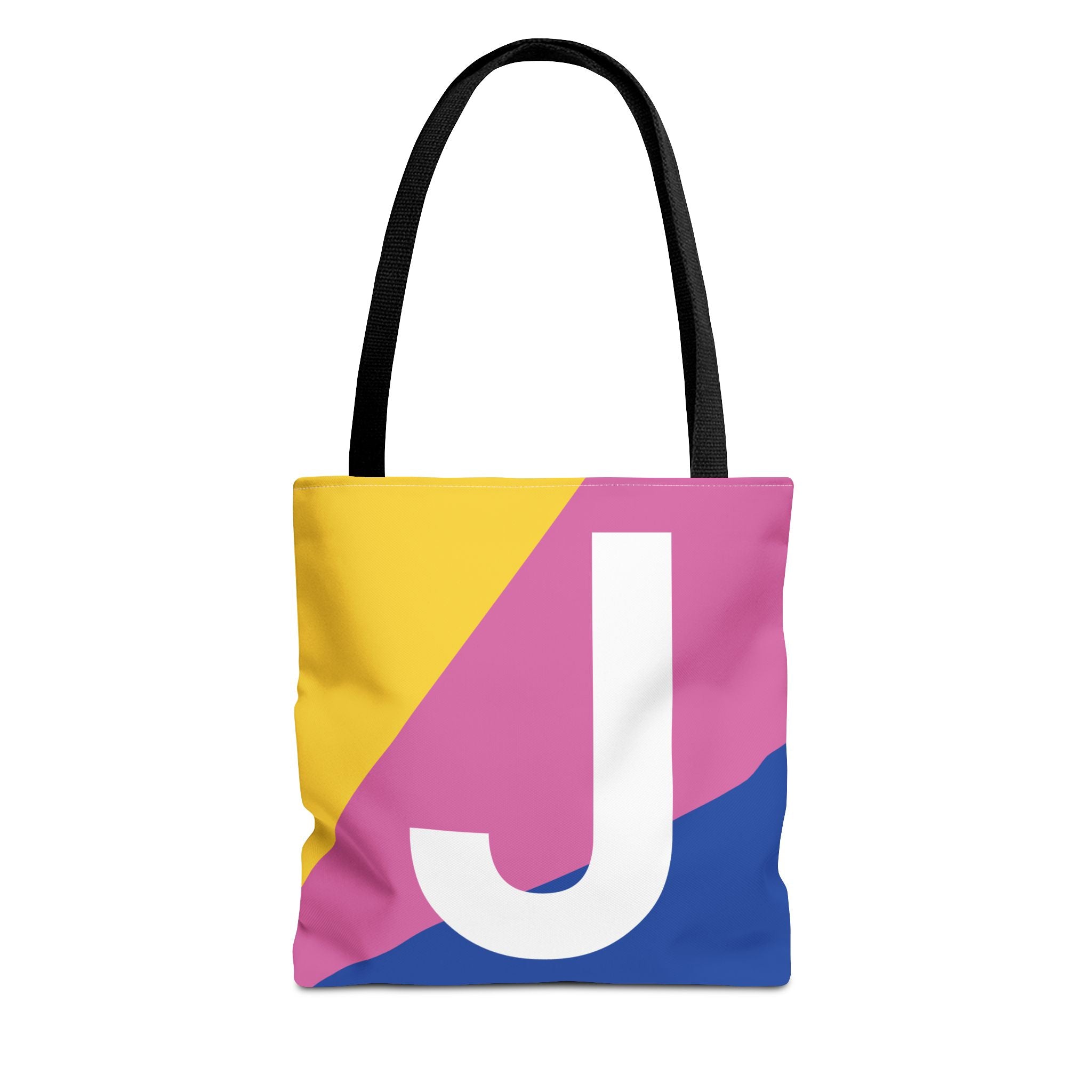 Monogram 'J' Colorblock Tote Bag — Personalized Initial J Shoulder Tote