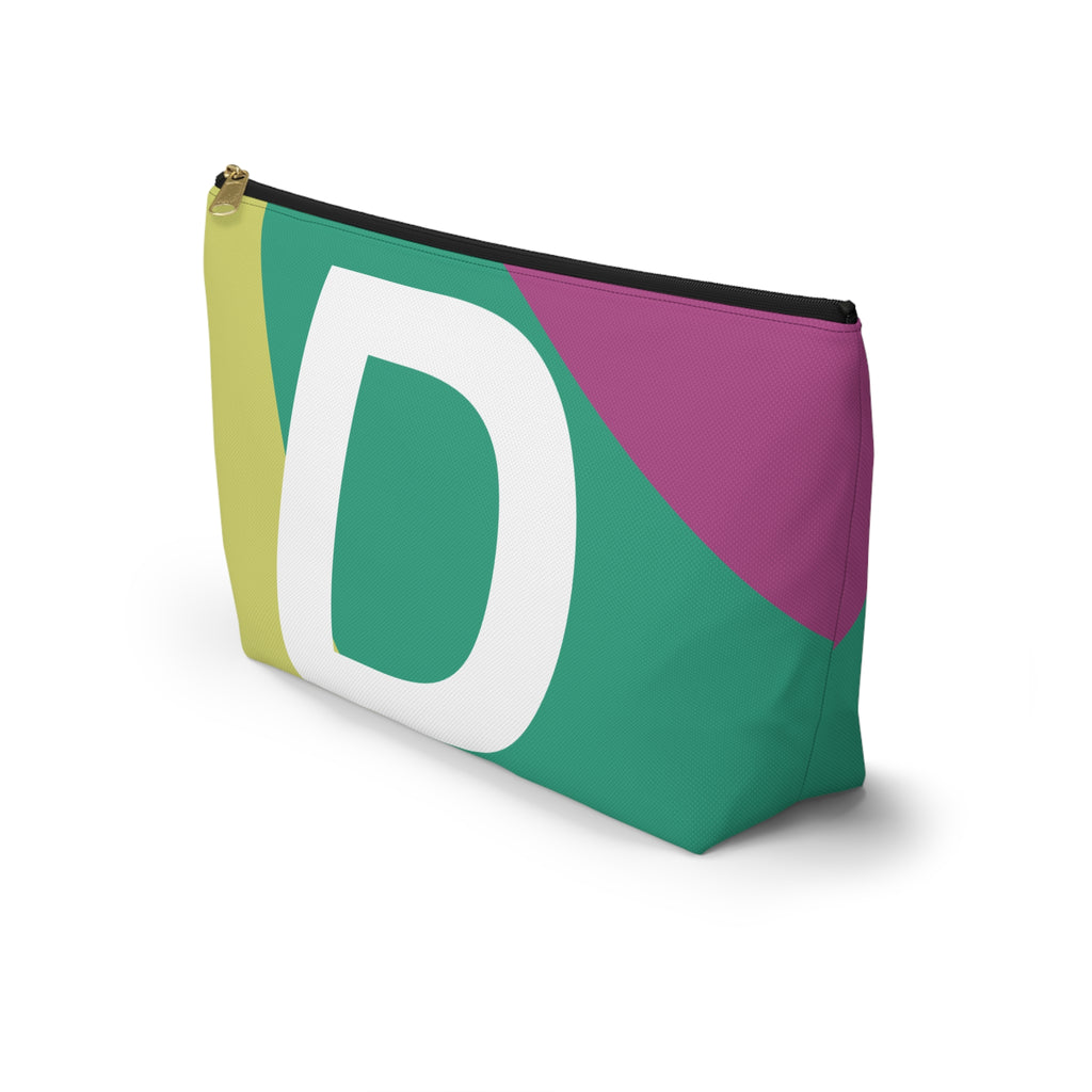 Initials Colorblock Accessory Pouch — Monogram D T-Bottom Cosmetic Bag
