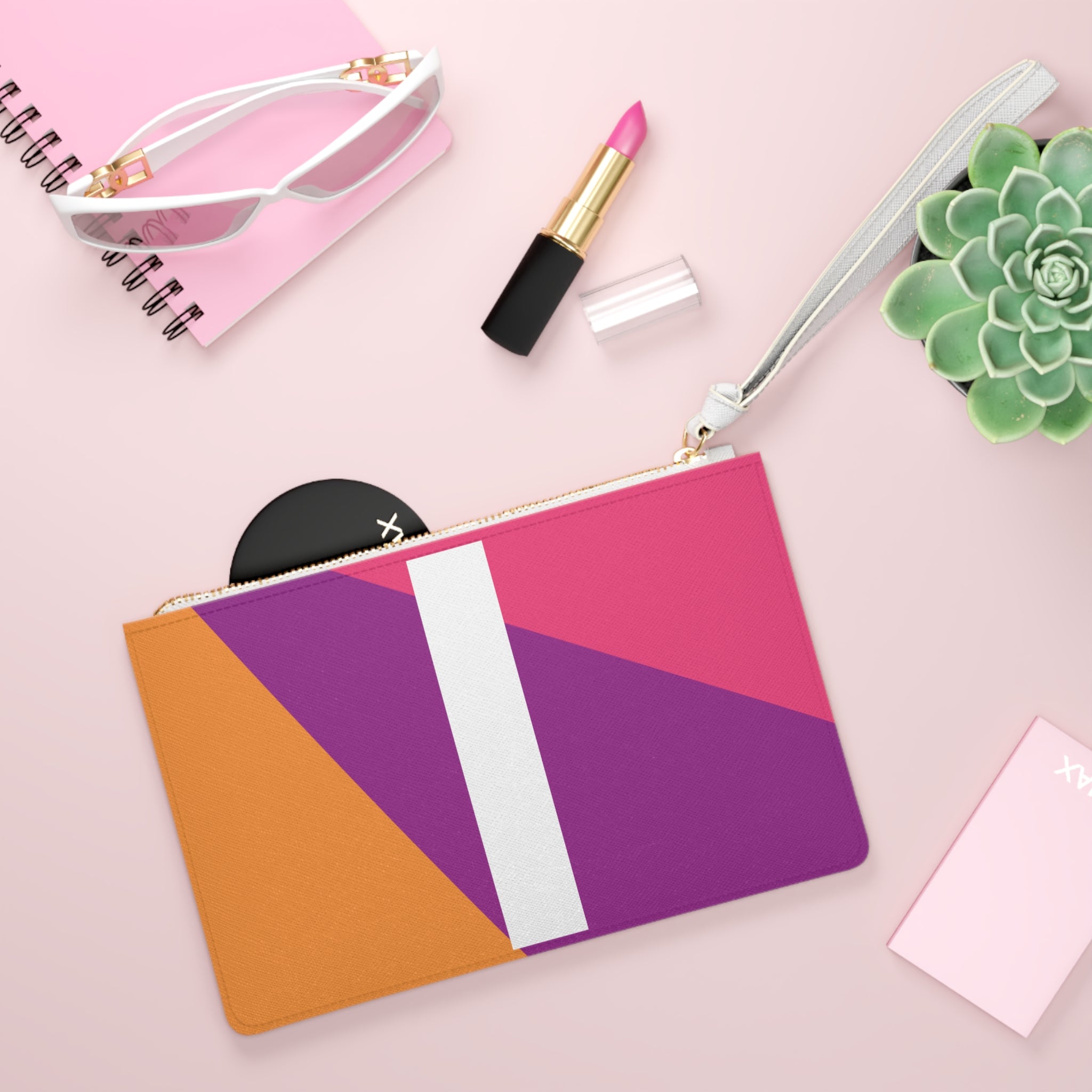 Monogram 'I' Colorblock Clutch Bag — Bold Geometric Wristlet for Everyday & Gifts