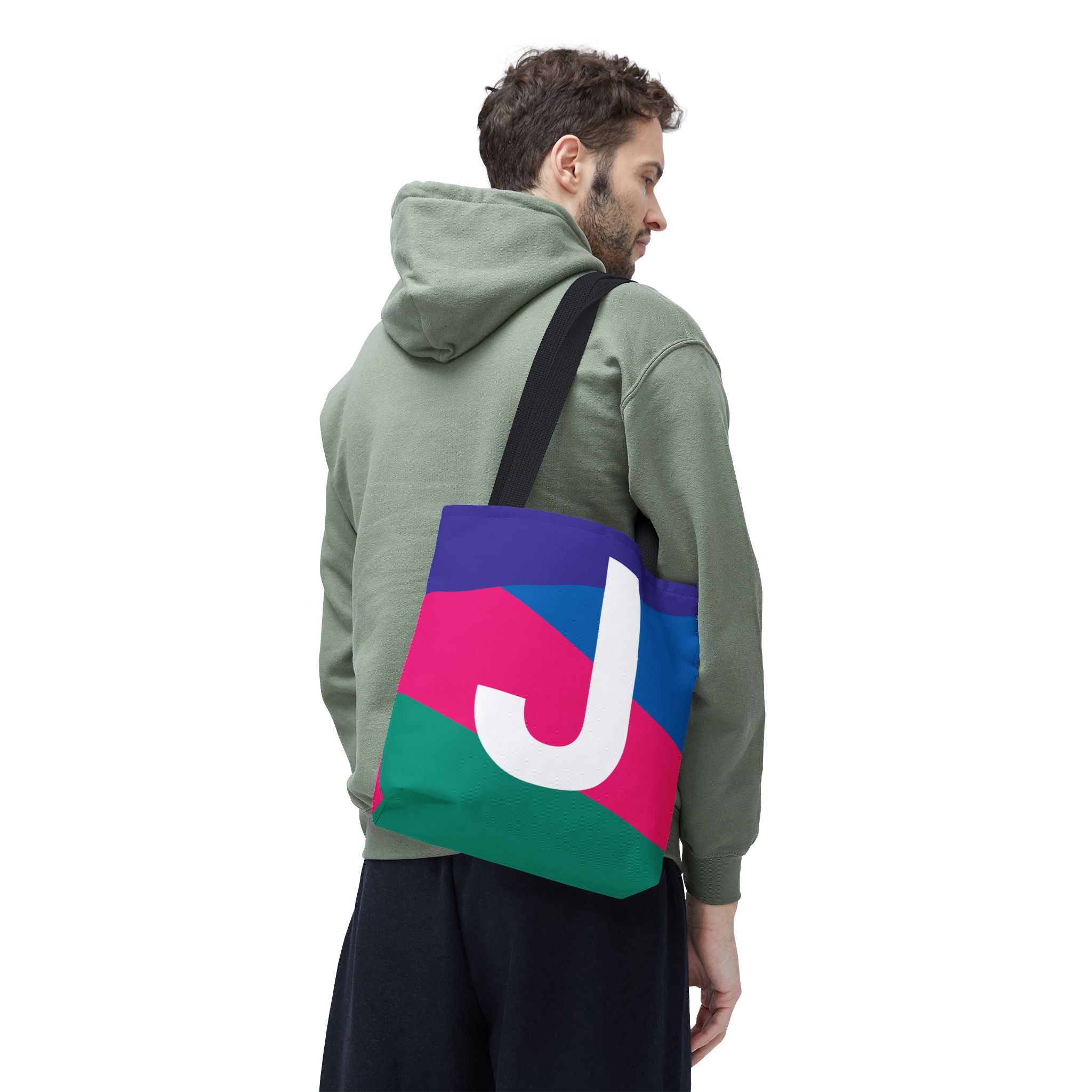 Monogram 'J' Colorblock Tote Bag — Personalized Initial J Shoulder Tote