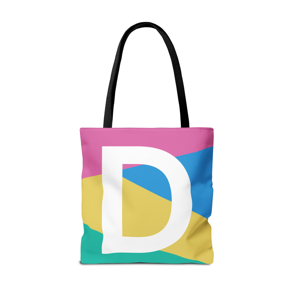 Monogram 'D' Colorblock Tote Bag — Personalized Initial D Shoulder Tote