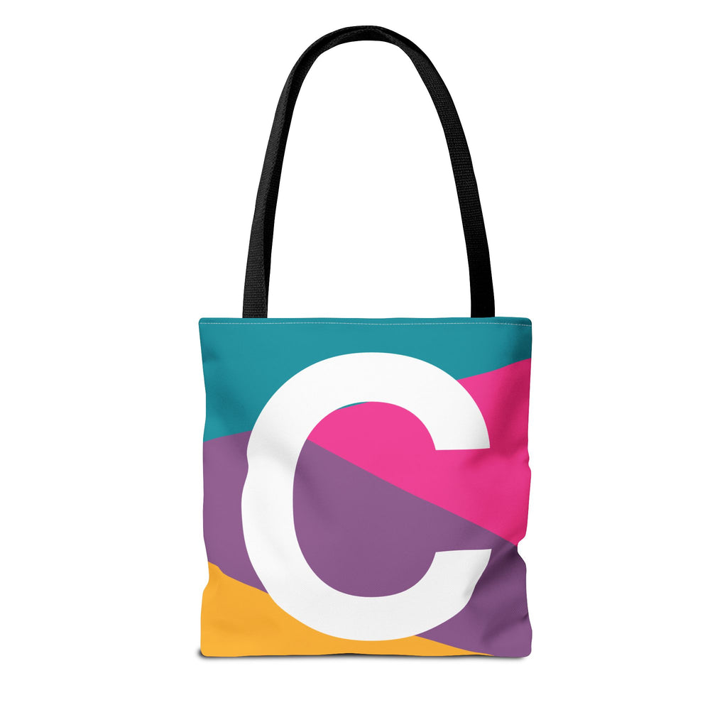 Monogram 'C' Colorblock Tote Bag — Personalized Initial C Shoulder Tote