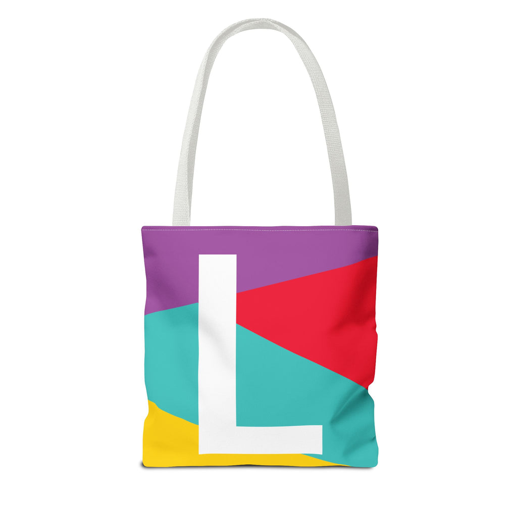 Monogram 'L' Colorblock Tote Bag — Personalized Initial L Shoulder Tote