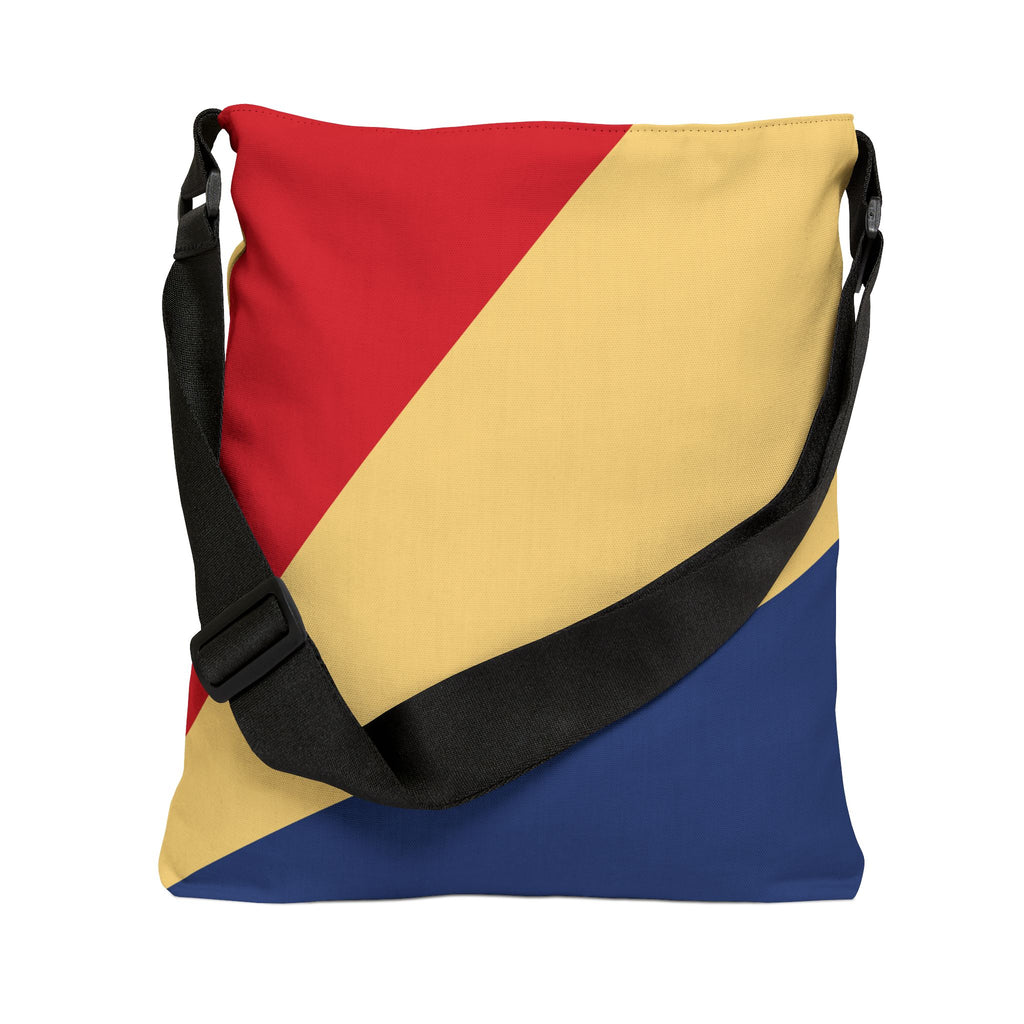 Colorblock Geometric Tote Bag — Adjustable Strap, Bright Abstract Pattern