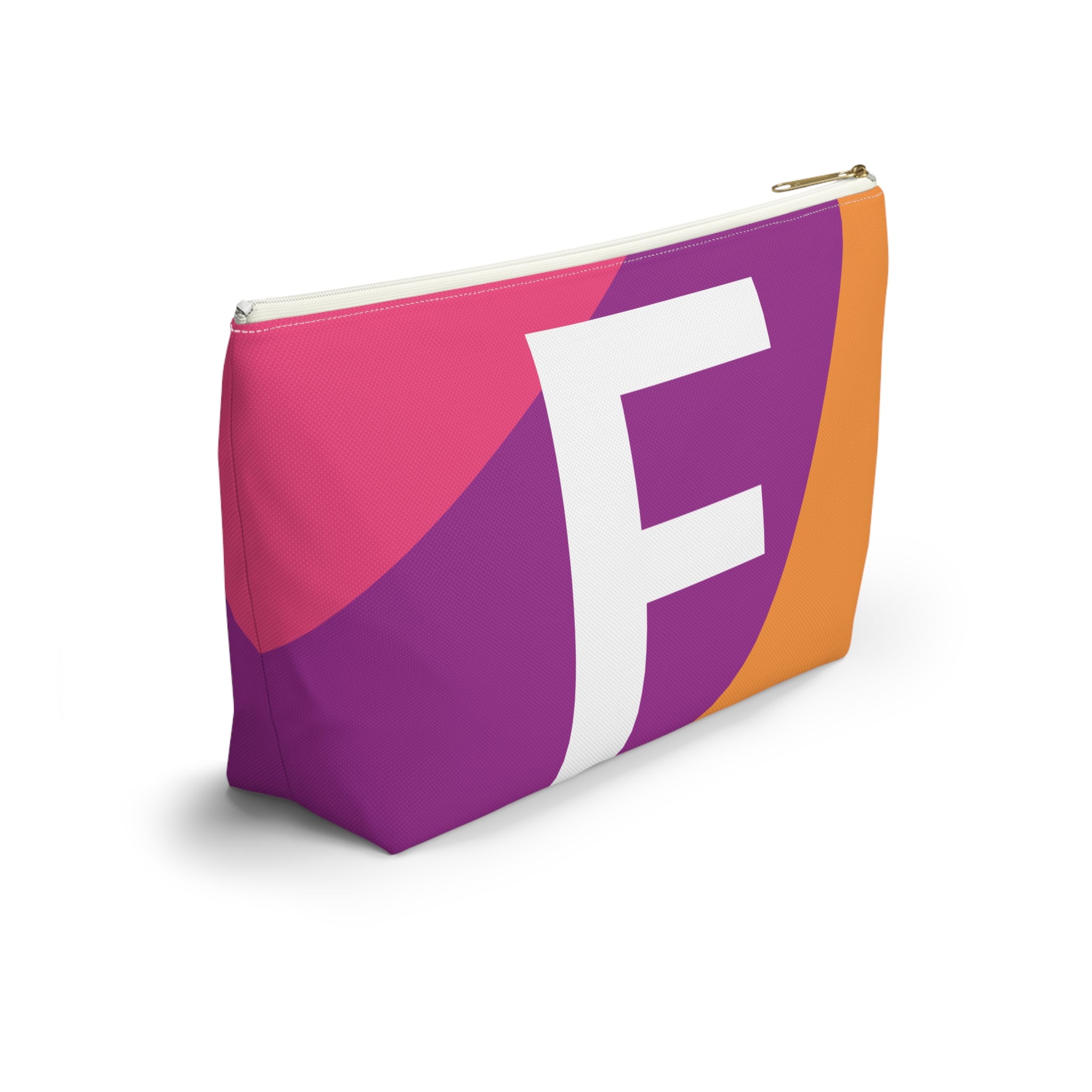 Initials Colorblock Accessory Pouch — Monogram F T-Bottom Cosmetic Bag