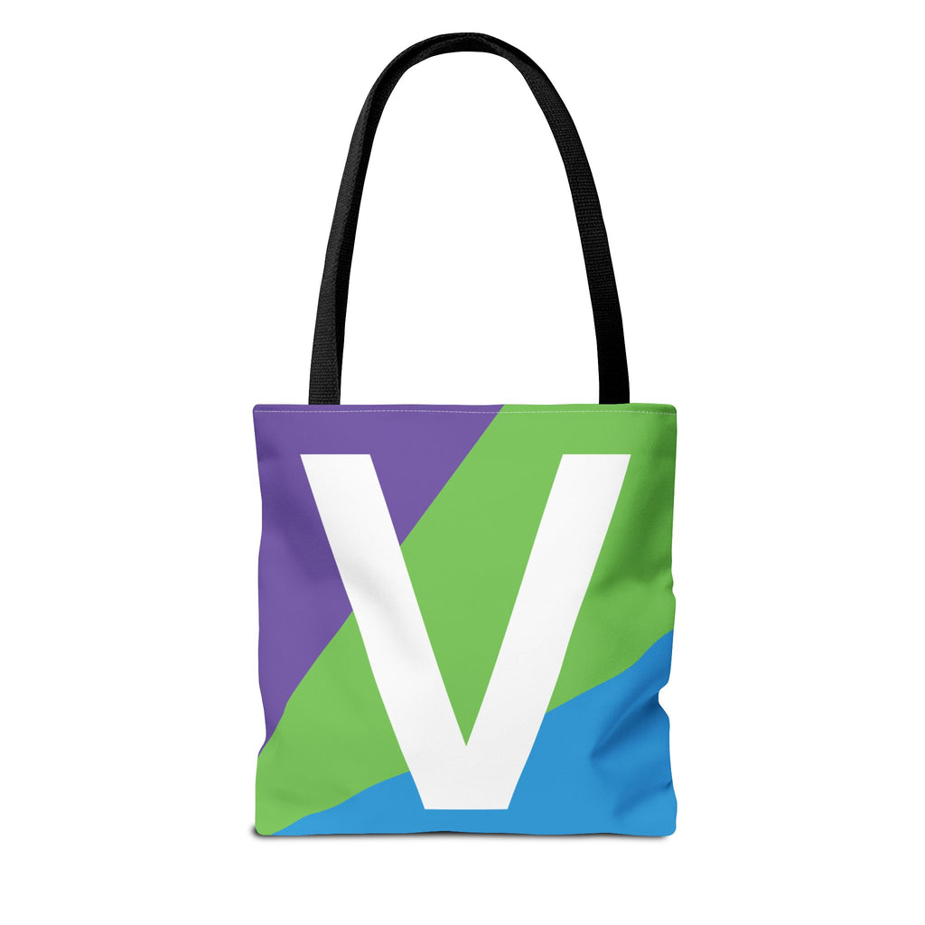 Monogram 'V' Colorblock Tote Bag — Personalized Initial V Shoulder Tote
