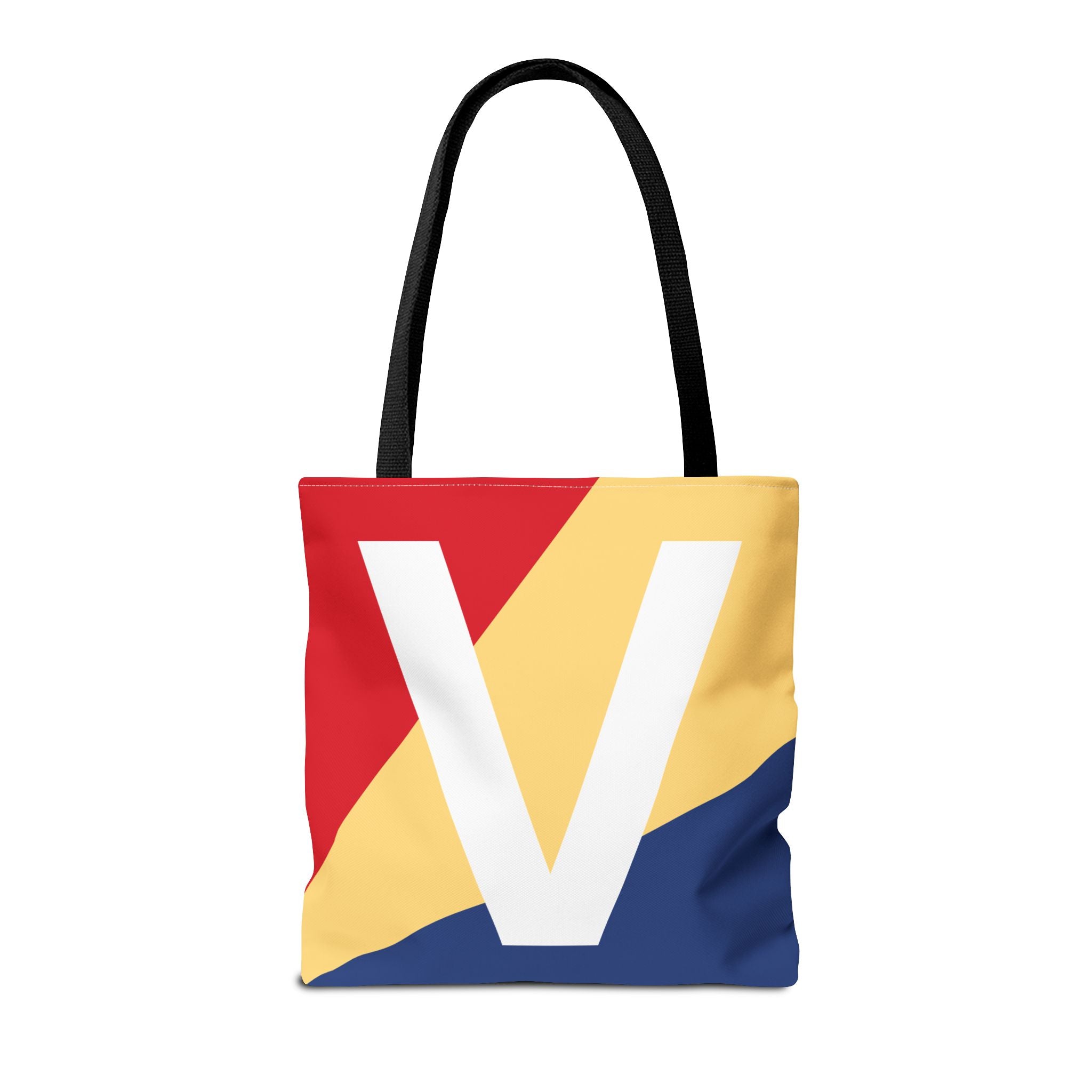 Monogram 'V' Colorblock Tote Bag — Personalized Initial V Shoulder Tote