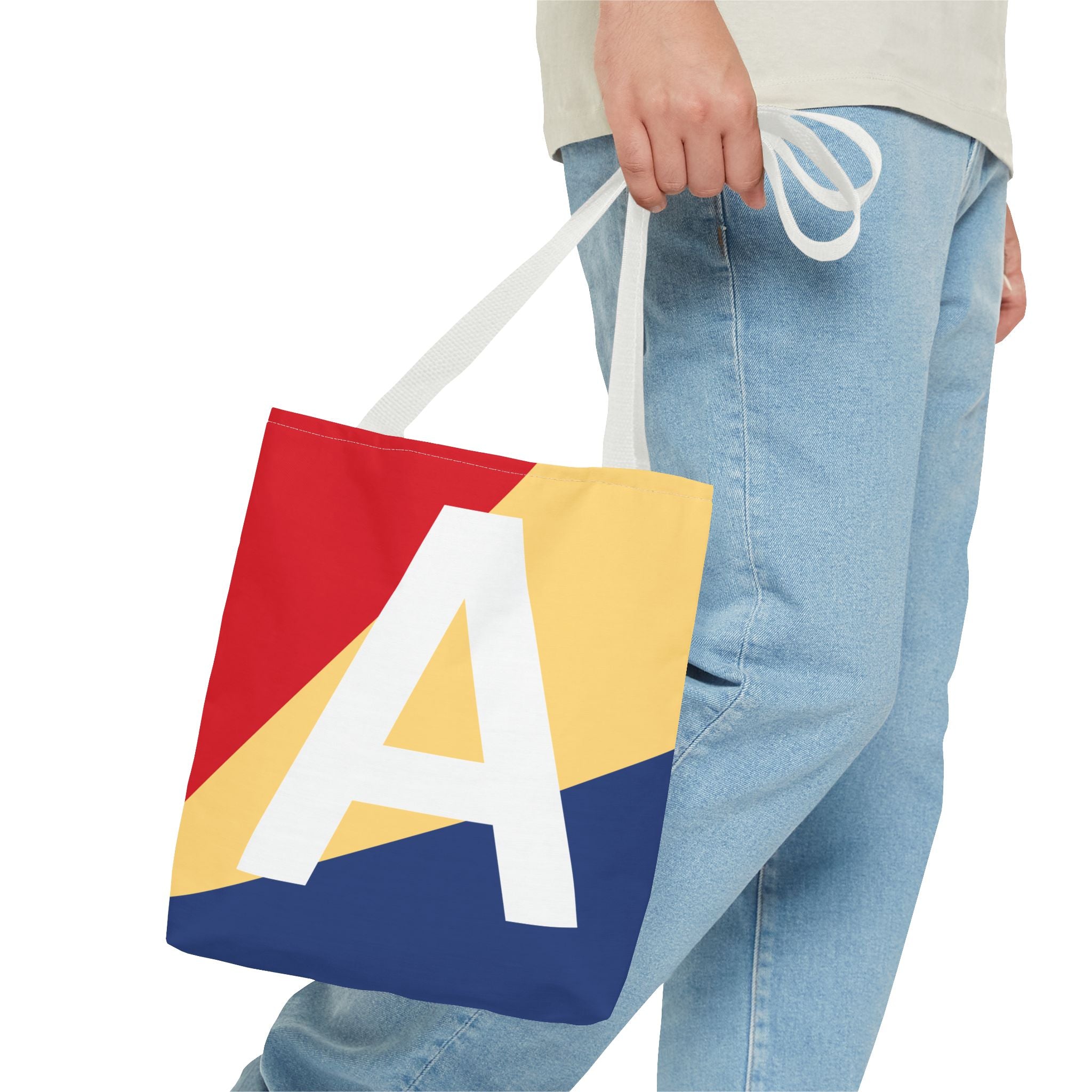 Monogram 'A' Colorblock Tote Bag — Personalized Initial A Shoulder Tote