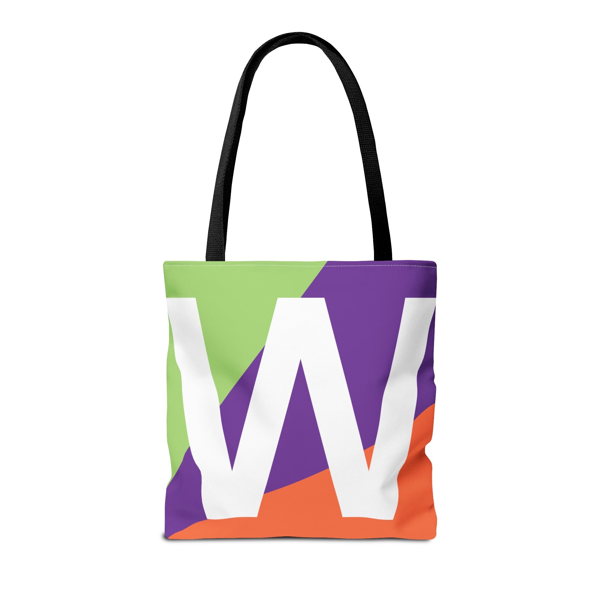 Monogram 'W' Colorblock Tote Bag — Personalized Initial W Shoulder Tote