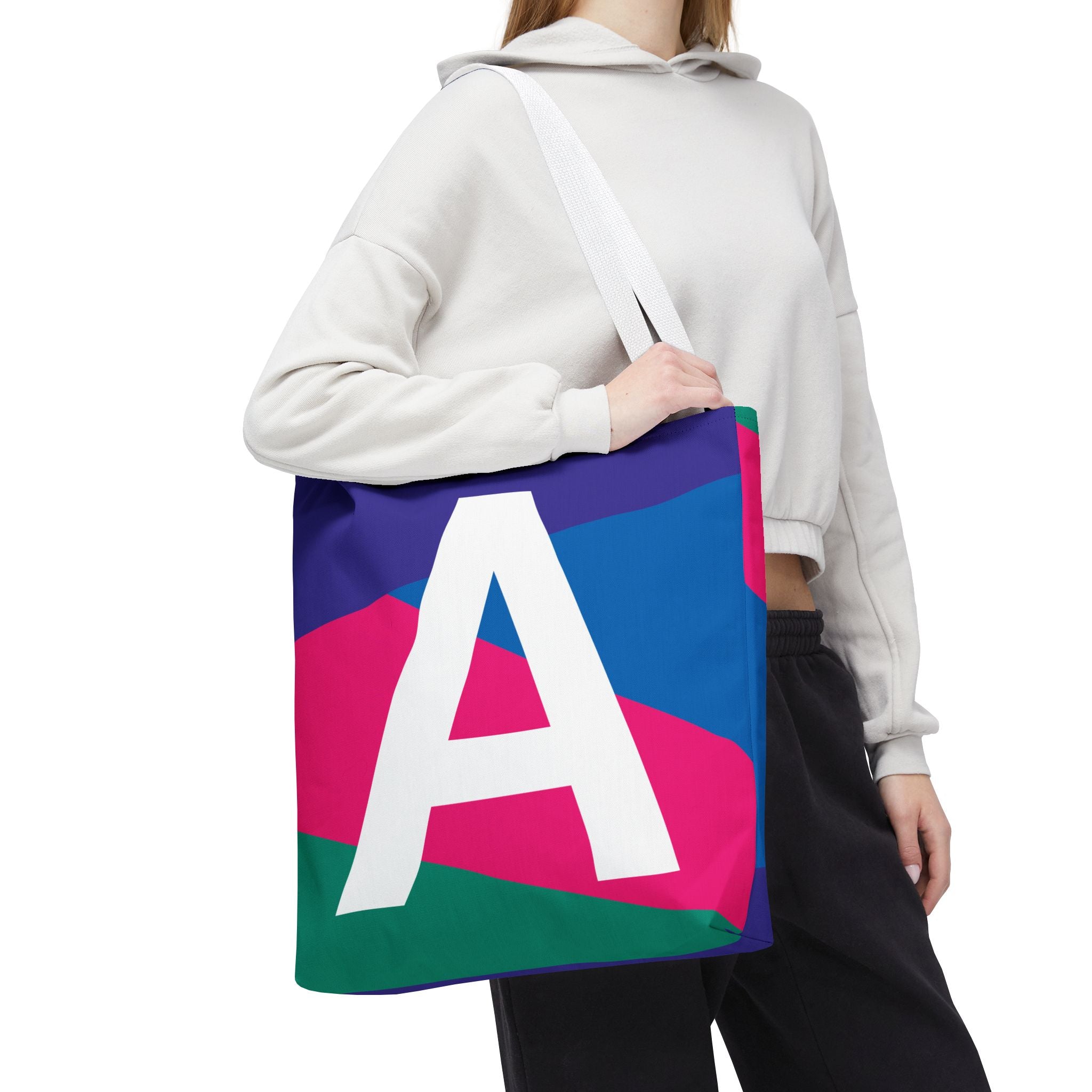 Monogram 'A' Colorblock Tote Bag — Personalized Initial A Shoulder Tote