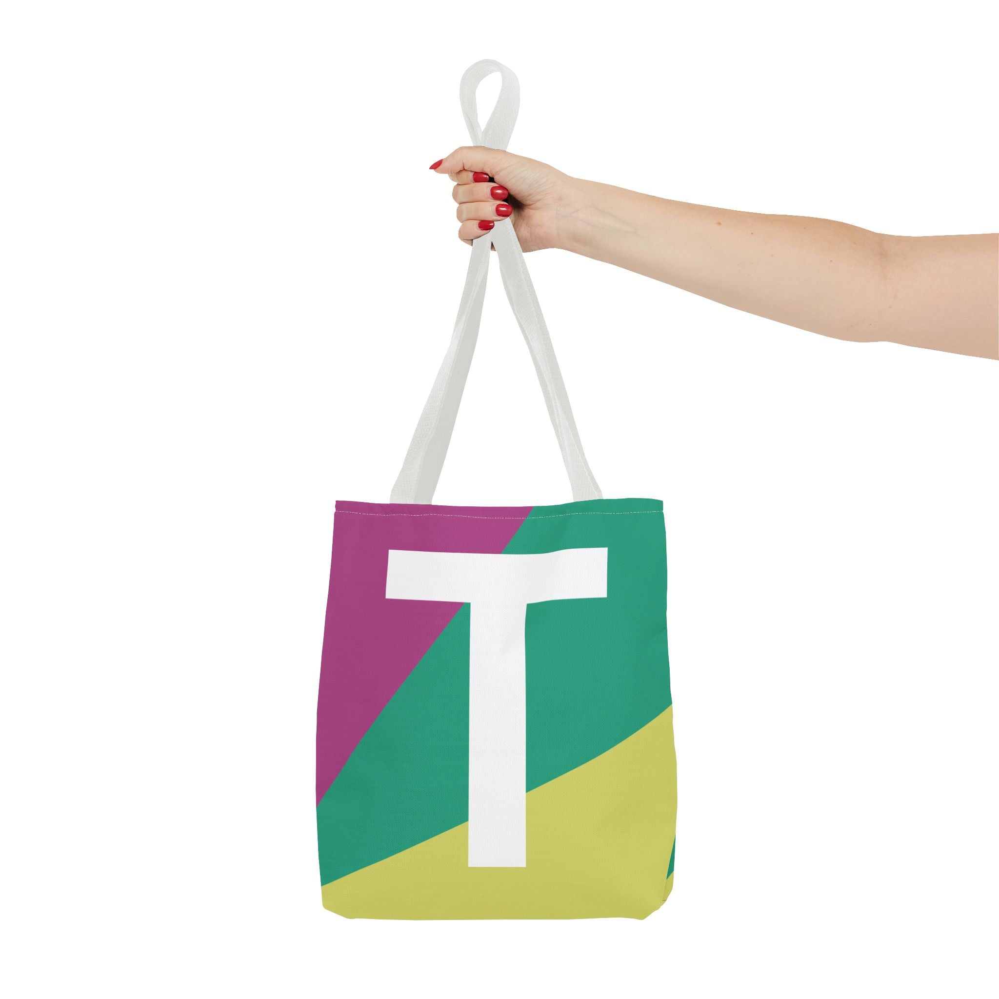 Monogram 'T' Colorblock Tote Bag — Personalized Initial T Shoulder Tote