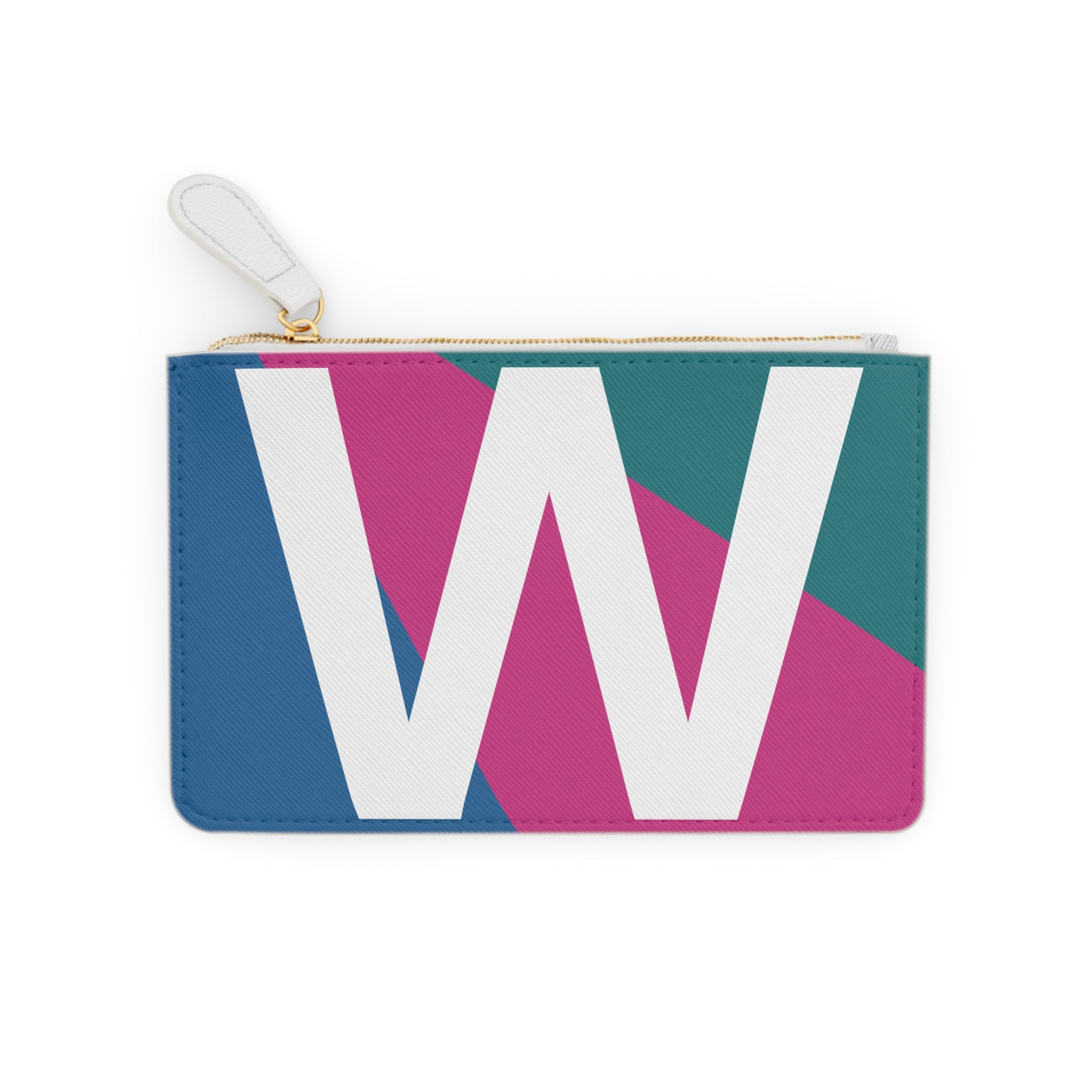 Initial W Mini Clutch — Colorblock Monogram Wristlet Wallet