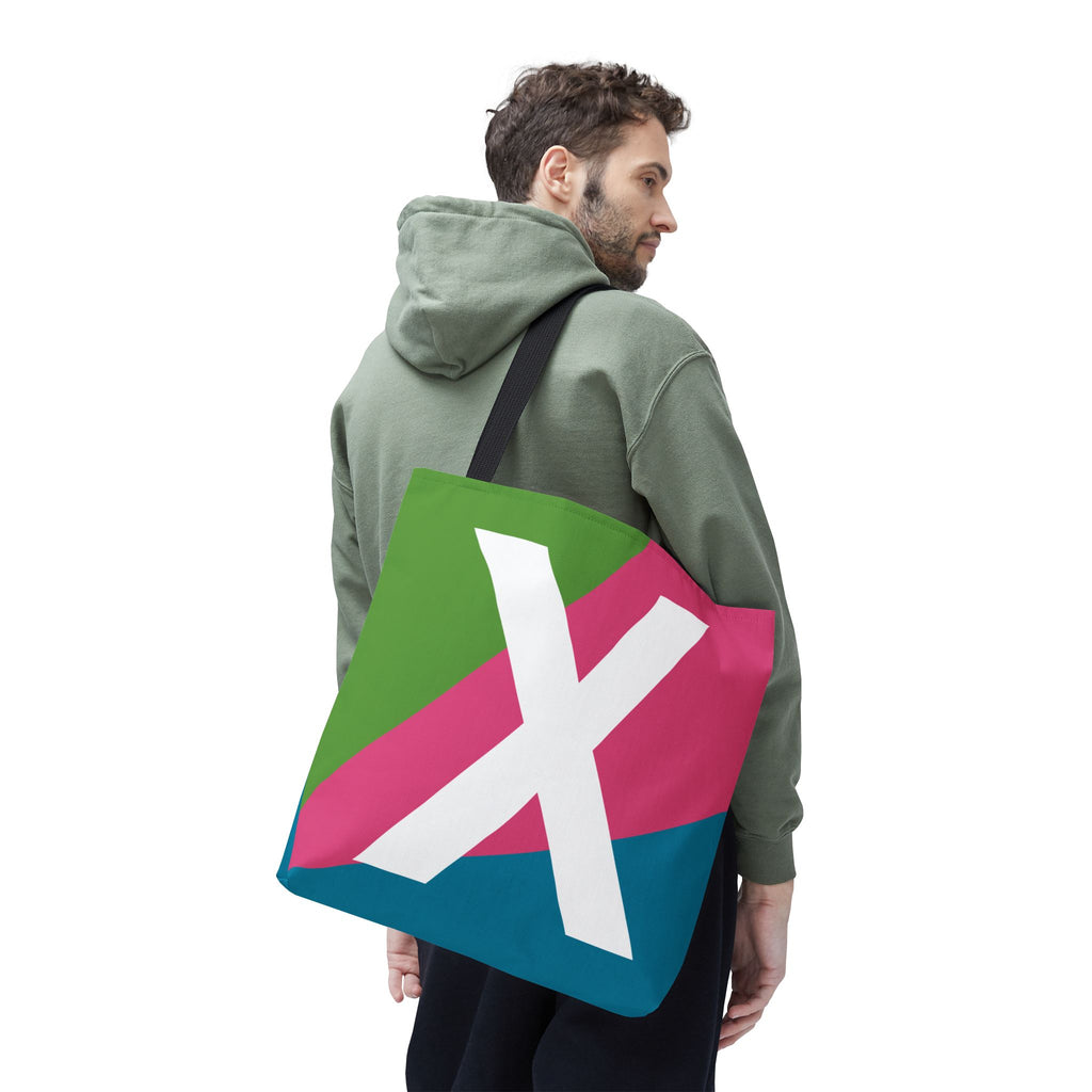 Monogram 'X' Colorblock Tote Bag — Personalized Initial X Shoulder Tote