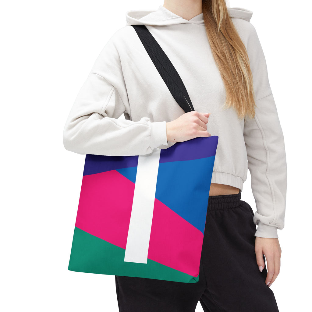 Monogram 'I' Colorblock Tote Bag — Personalized Initial I Shoulder Tote