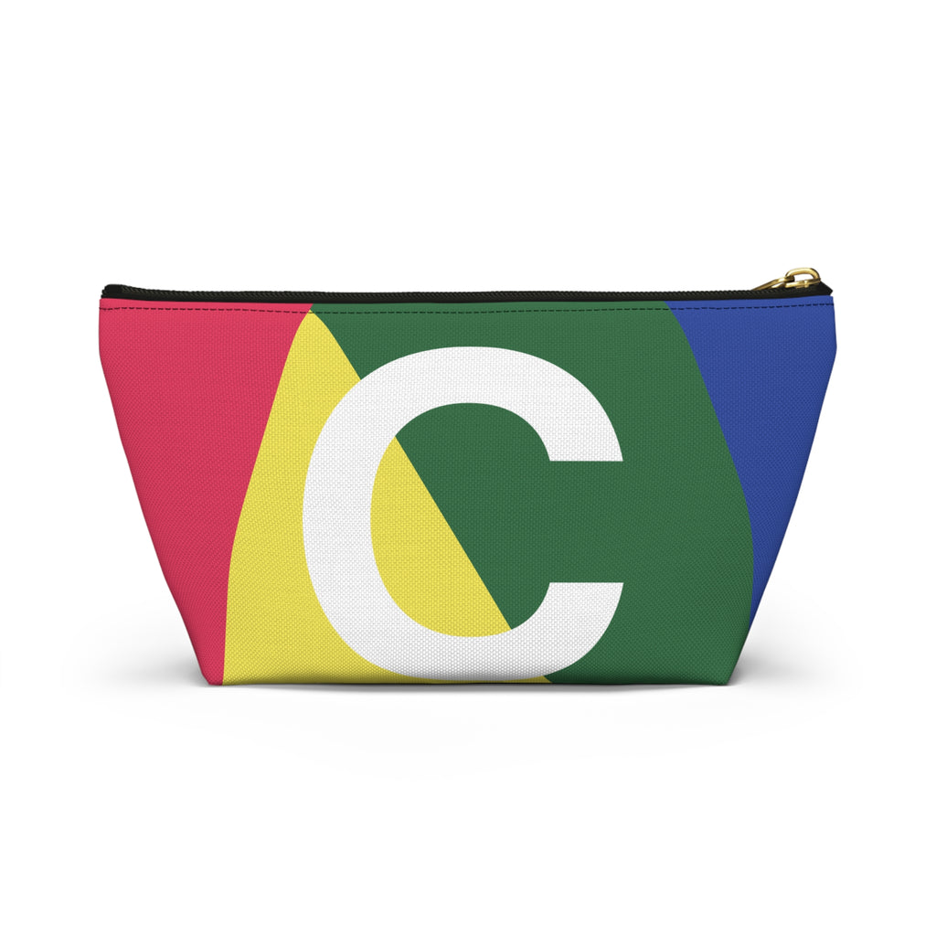 Initials Colorblock Accessory Pouch — Monogram C T-Bottom Cosmetic Bag