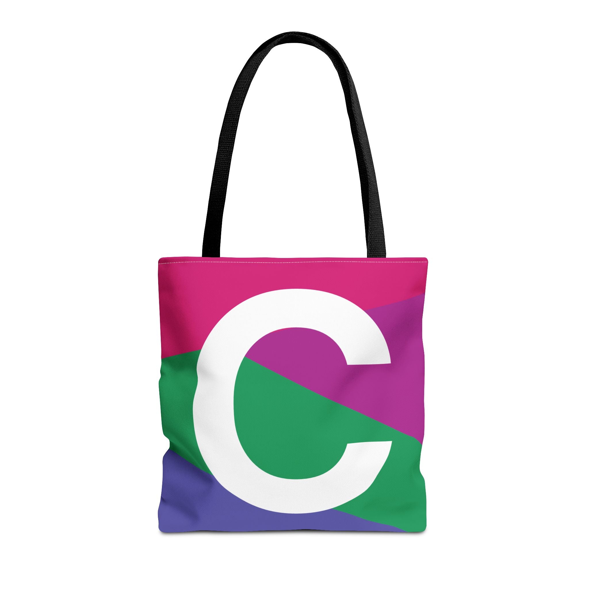 Monogram 'C' Colorblock Tote Bag — Personalized Initial C Shoulder Tote