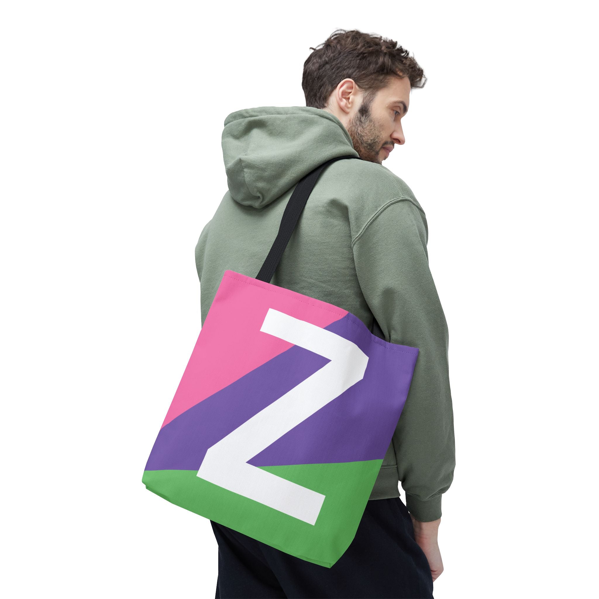 Monogram 'Z' Colorblock Tote Bag — Personalized Initial Z Shoulder Tote