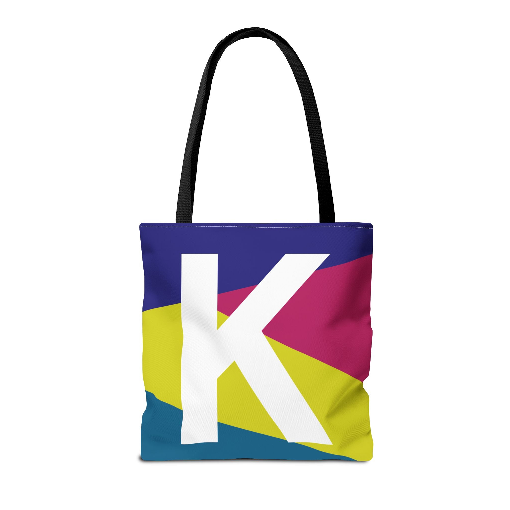 Monogram 'K' Colorblock Tote Bag — Personalized Initial K Shoulder Tote