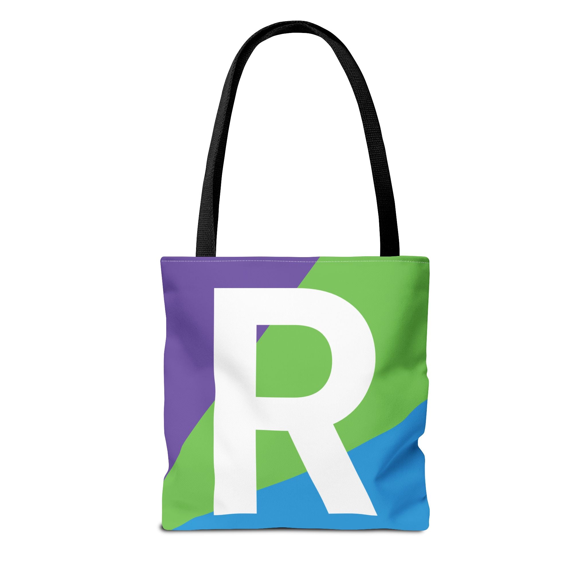 Monogram 'R' Colorblock Tote Bag — Personalized Initial R Shoulder Tote