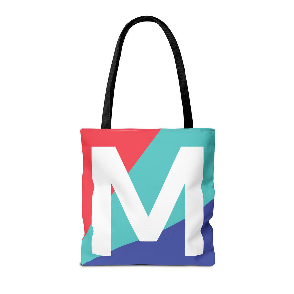 Monogram 'M' Colorblock Tote Bag — Personalized Initial M Shoulder Tote