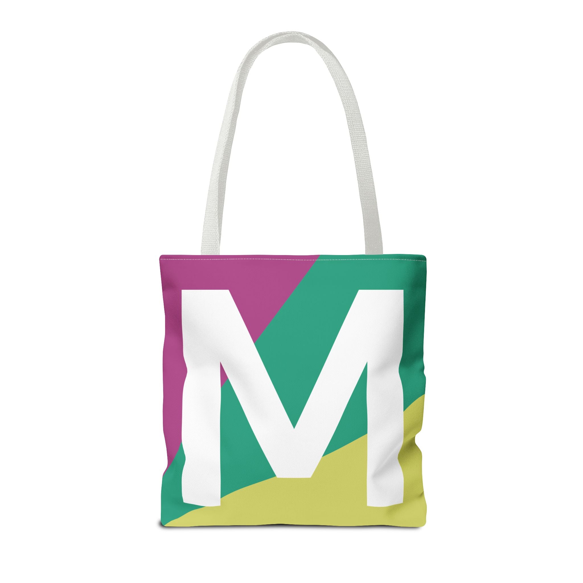 Monogram 'M' Colorblock Tote Bag — Personalized Initial M Shoulder Tote