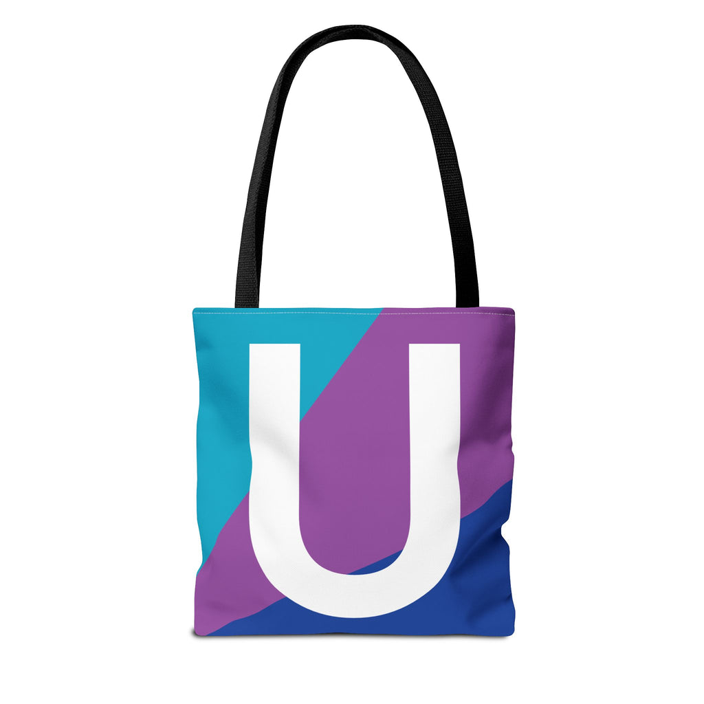 Monogram 'U' Colorblock Tote Bag — Personalized Initial U Shoulder Tote