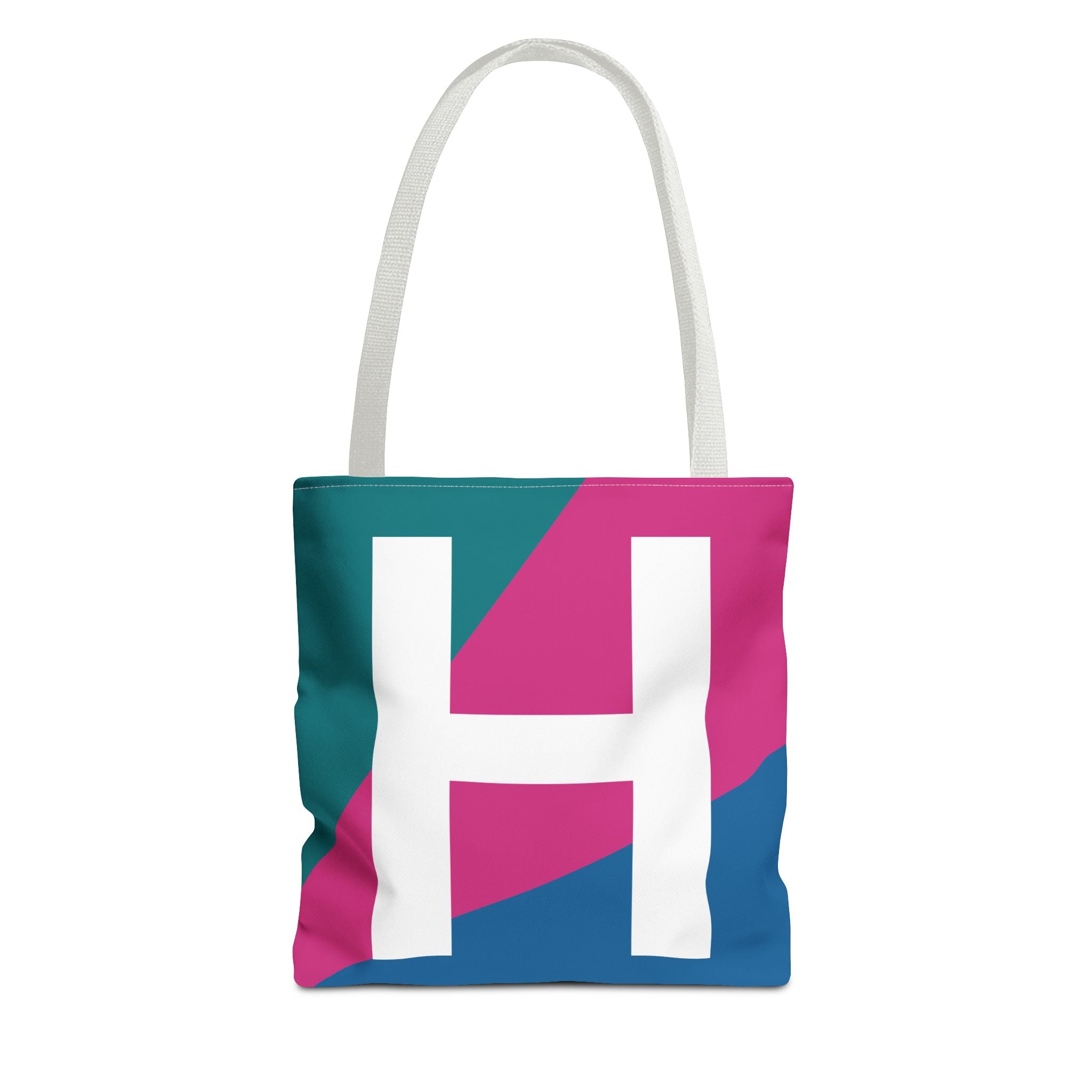 Monogram 'H' Colorblock Tote Bag — Personalized Initial H Shoulder Tote