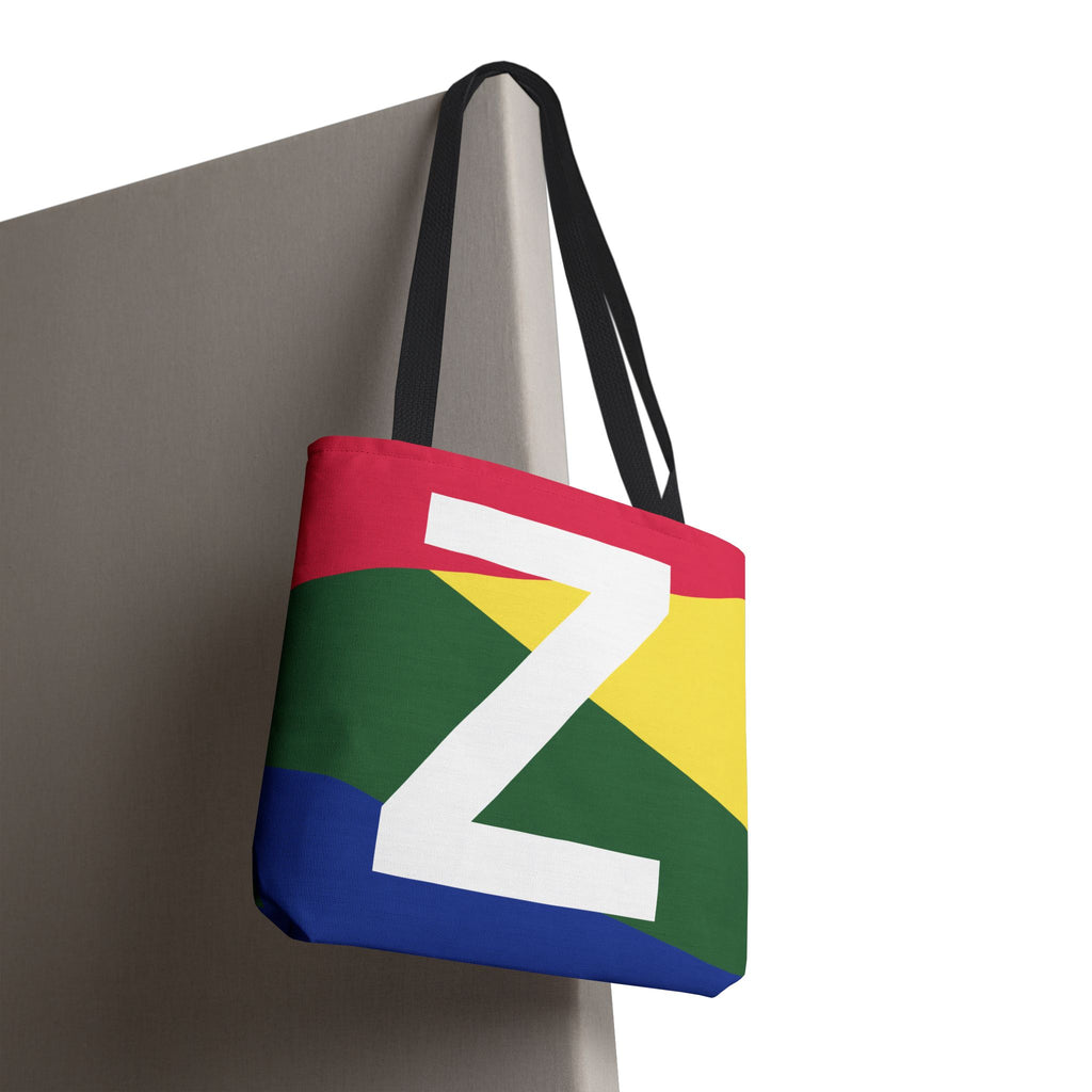Monogram 'Z' Colorblock Tote Bag — Personalized Initial Z Shoulder Tote