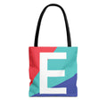 Monogram 'E' Colorblock Tote Bag — Personalized Initial E Shoulder Tote