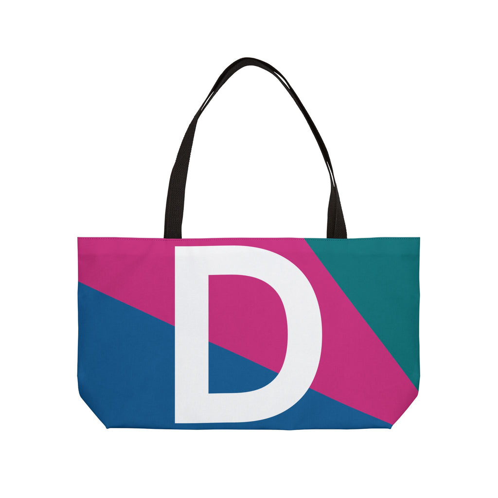Personalized 'D' Colorblock Tote Bag — Monogram Weekender Tote