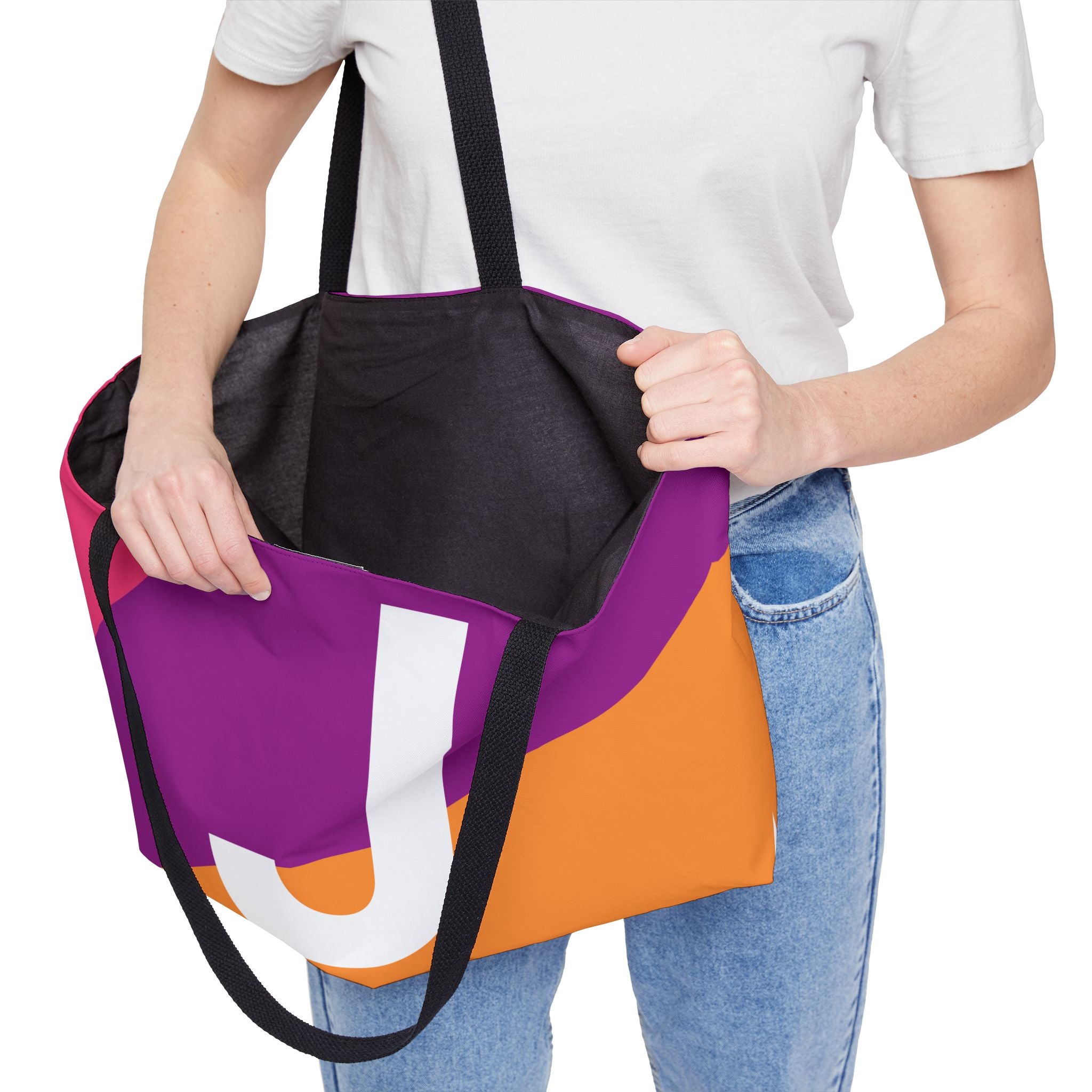 Personalized 'J' Colorblock Tote Bag — Monogram Weekender Tote