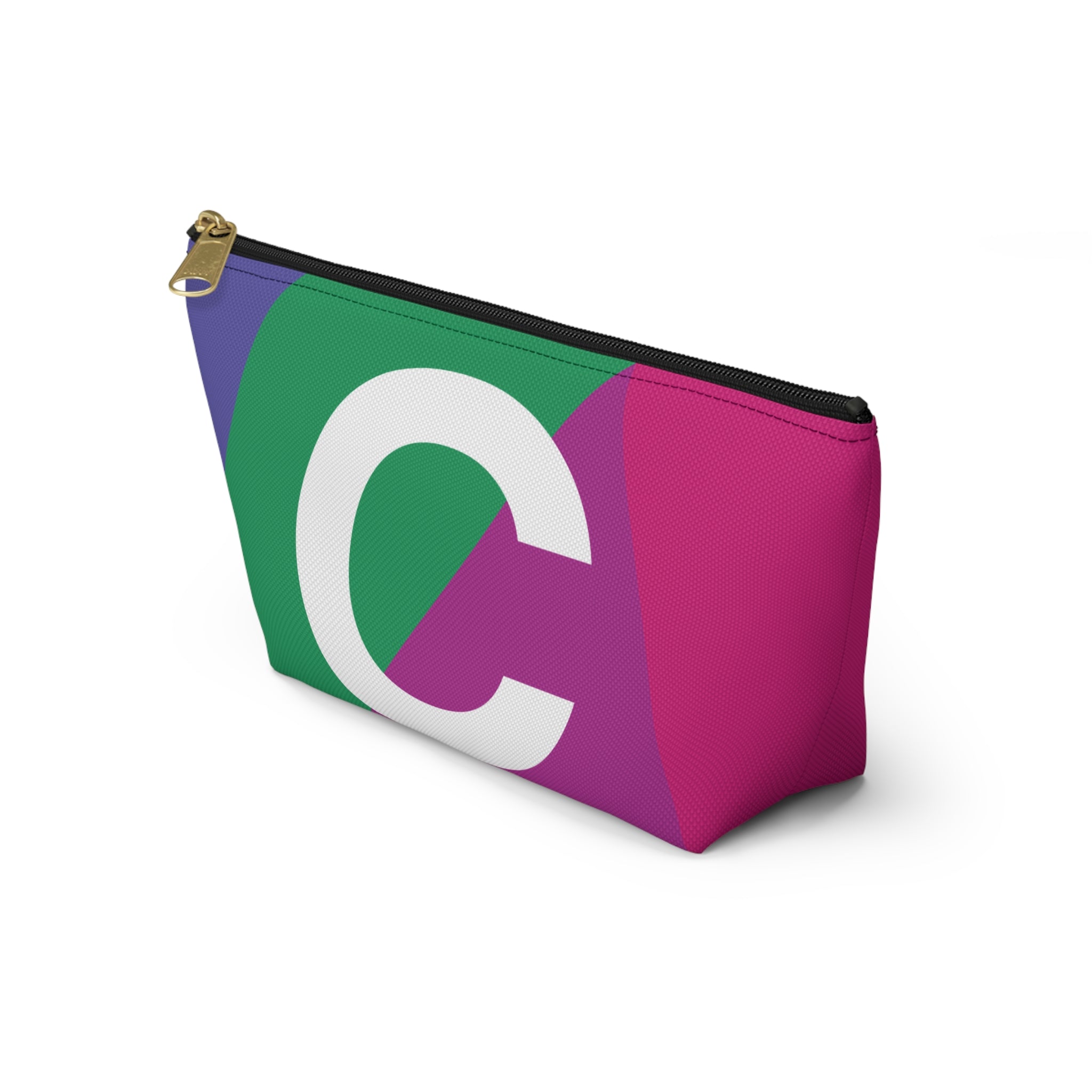 Initials Colorblock Accessory Pouch — Monogram C T-Bottom Cosmetic Bag